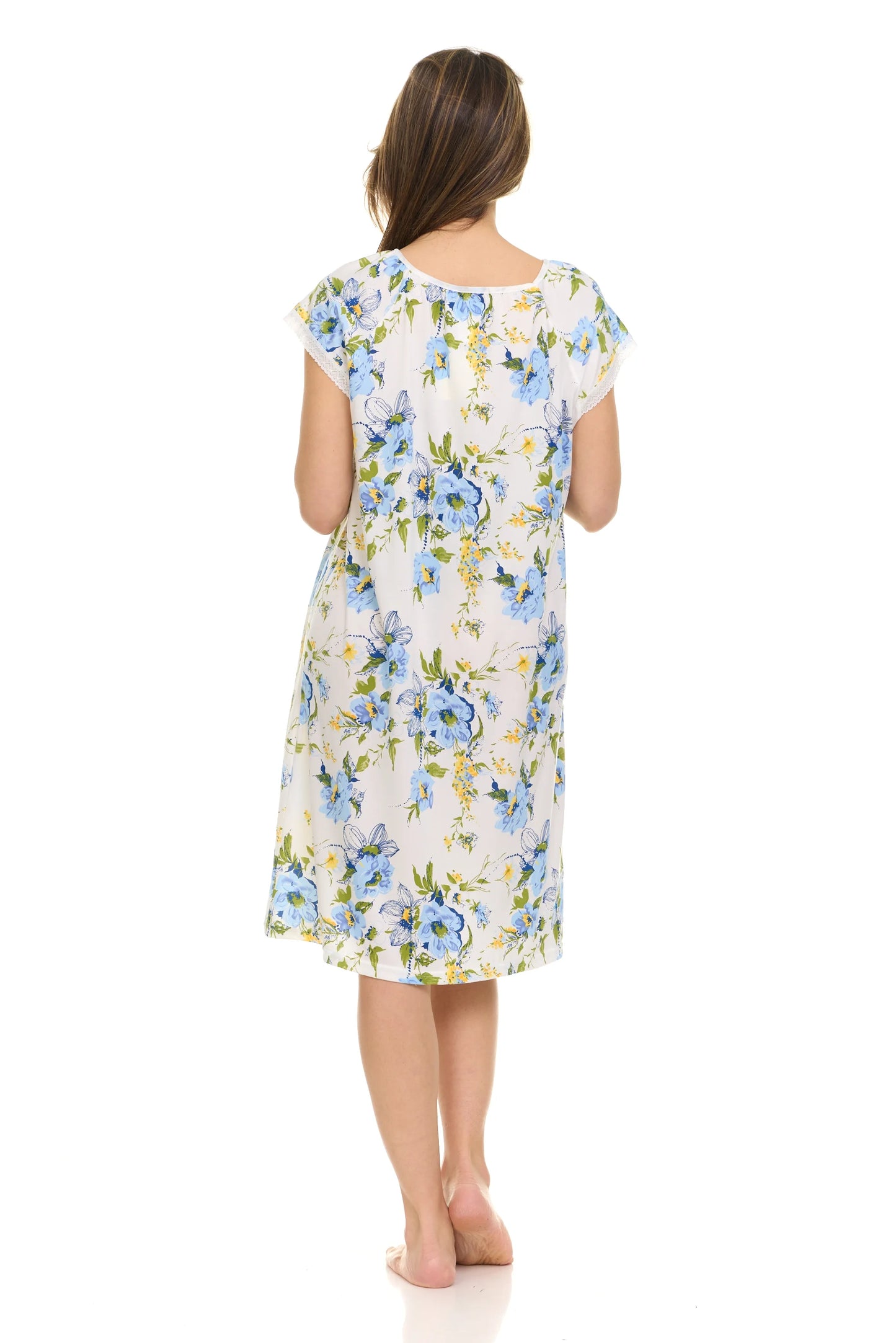 JEFFRICO Womens Nightgowns Short Sleeve Sleepwear Soft Pajama Dress Nightshirts