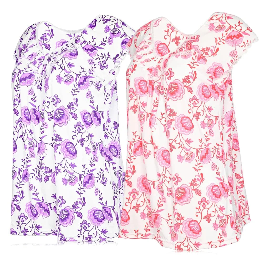 JEFFRICO Pajamas For Women 2 Pack Capri Set Sleepwear Soft Pajamas Short Sleeve Pajamas Sleepshirt With Capri Pants