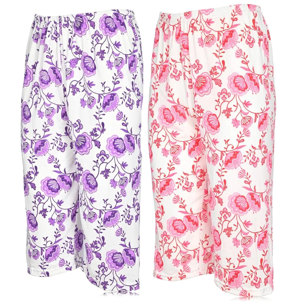 JEFFRICO Pajamas For Women 2 Pack Capri Set Sleepwear Soft Pajamas Short Sleeve Pajamas Sleepshirt With Capri Pants