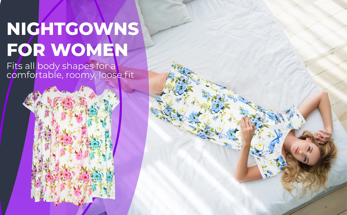 JEFFRICO Womens Nightgowns Short Sleeve Sleepwear Soft Pajama Dress Nightshirts
