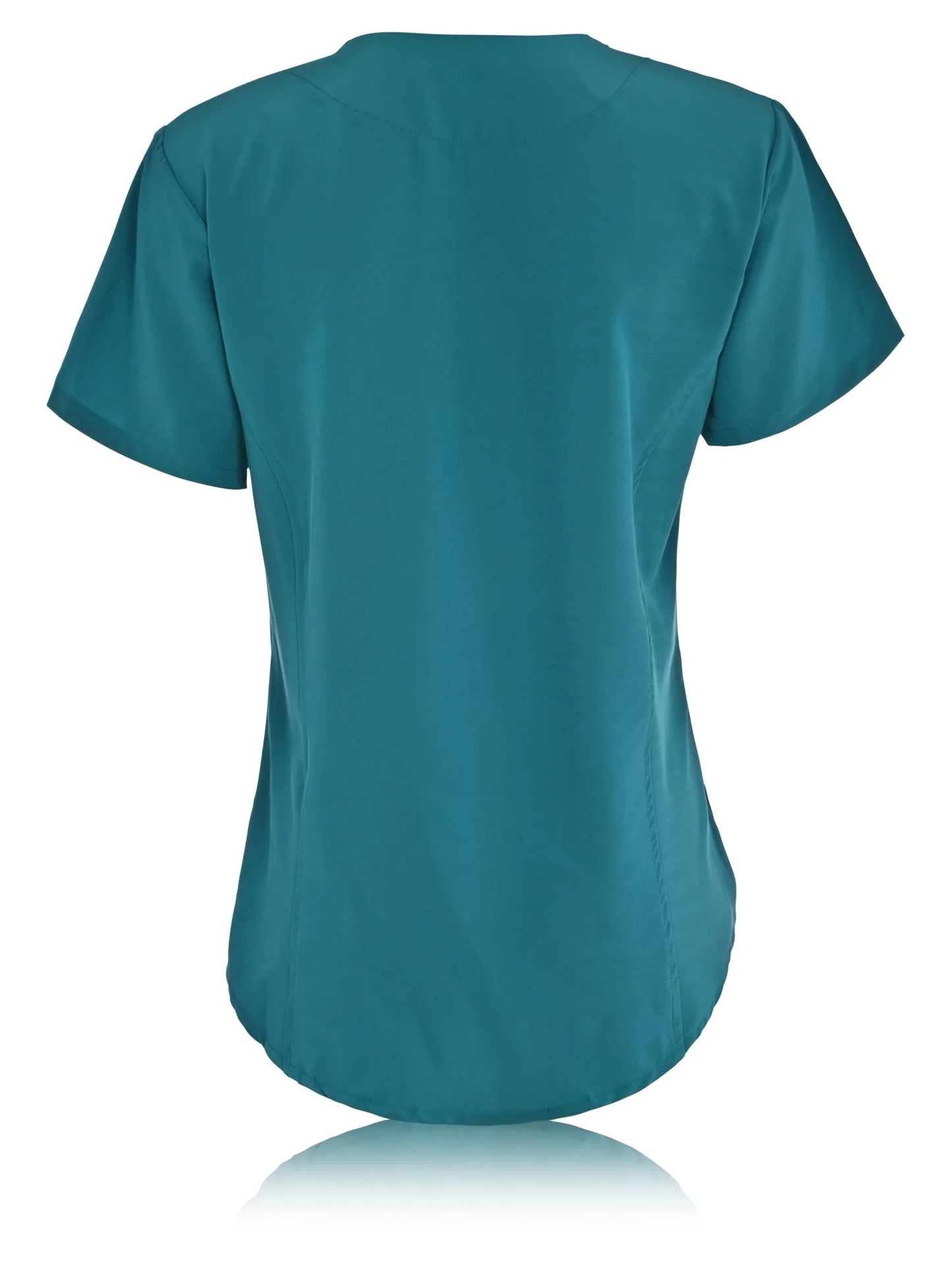 JEFFRICO Scrubs For Women Short Sleeve Zipper Front V-Neck Top 2 Pockets