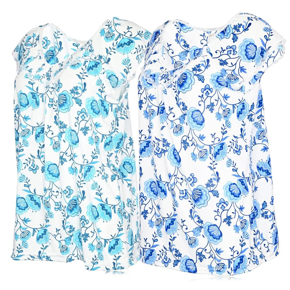 JEFFRICO Pajamas For Women 2 Pack Capri Set Sleepwear Soft Pajamas Short Sleeve Pajamas Sleepshirt With Capri Pants
