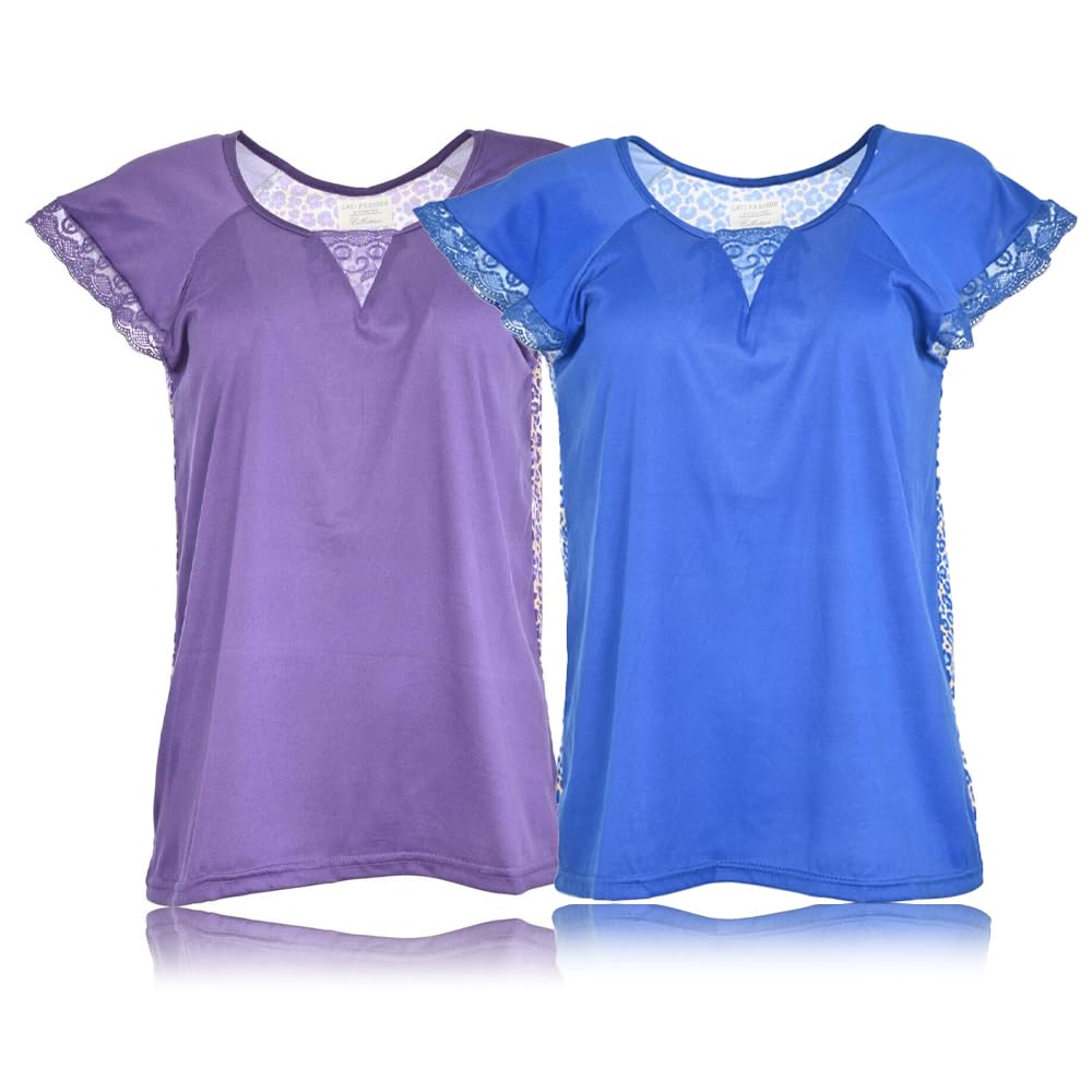 JEFFRICO Pajamas For Women 2 Pack Capri Set Sleepwear Soft Pajamas Short Sleeve Pajamas Sleepshirt With Capri Pants