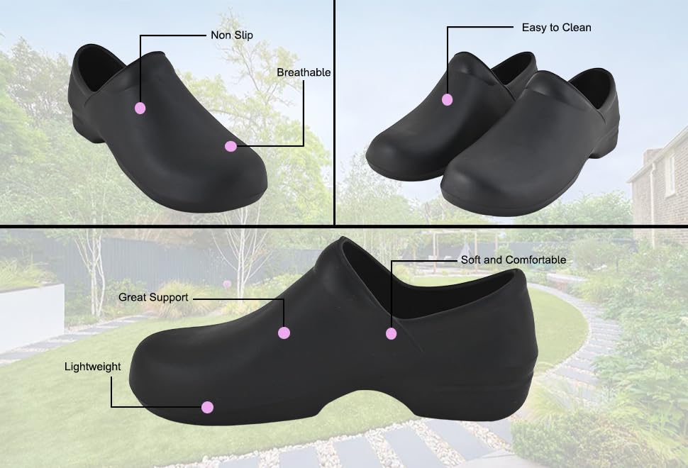 JEFFRICO Womens Clogs Breathable Lightweight Slip On Clogs Comfort Garden Shoes