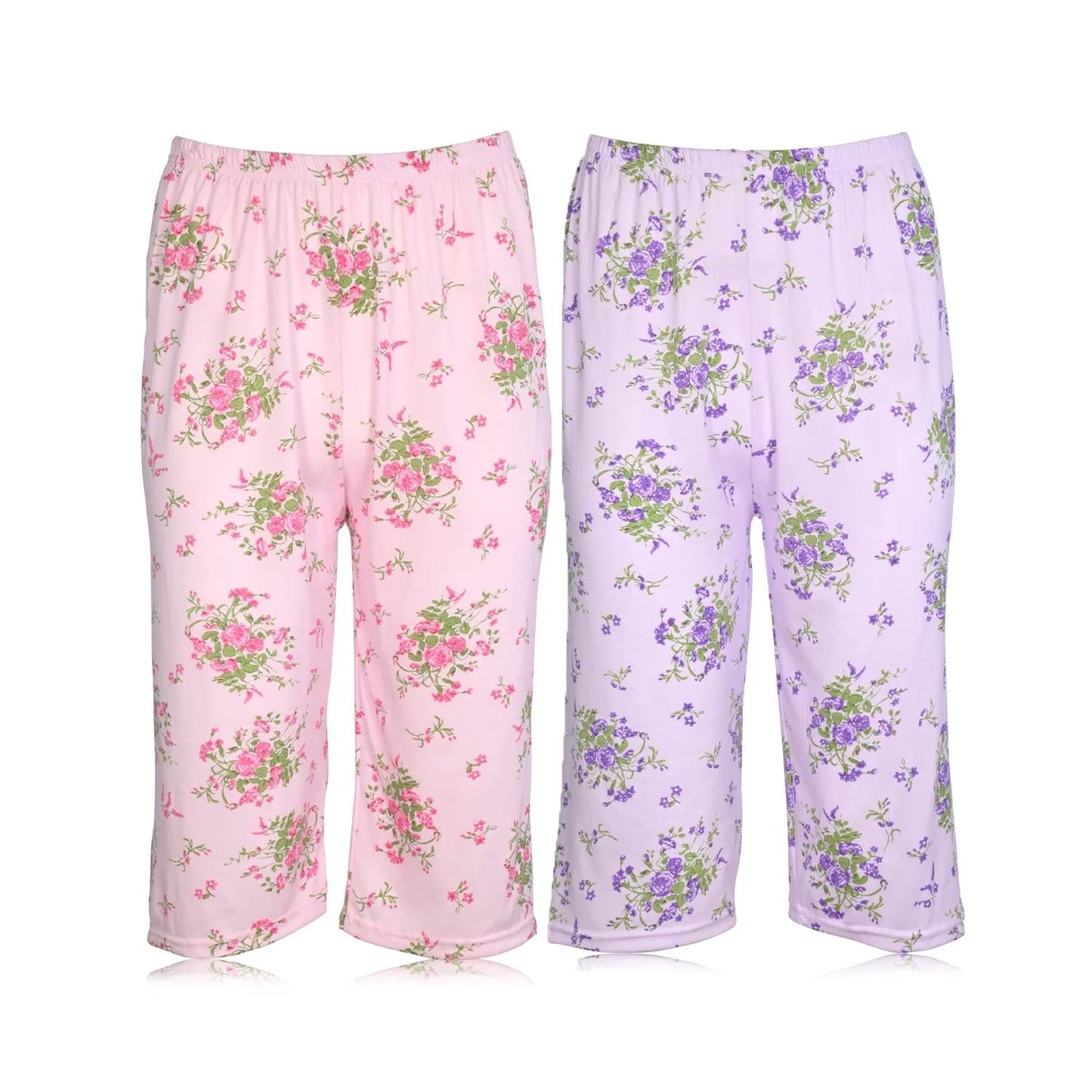JEFFRICO Pajamas For Women 2 Pack Capri Set Sleepwear Soft Pajamas Short Sleeve Pajamas Sleepshirt With Capri Pants