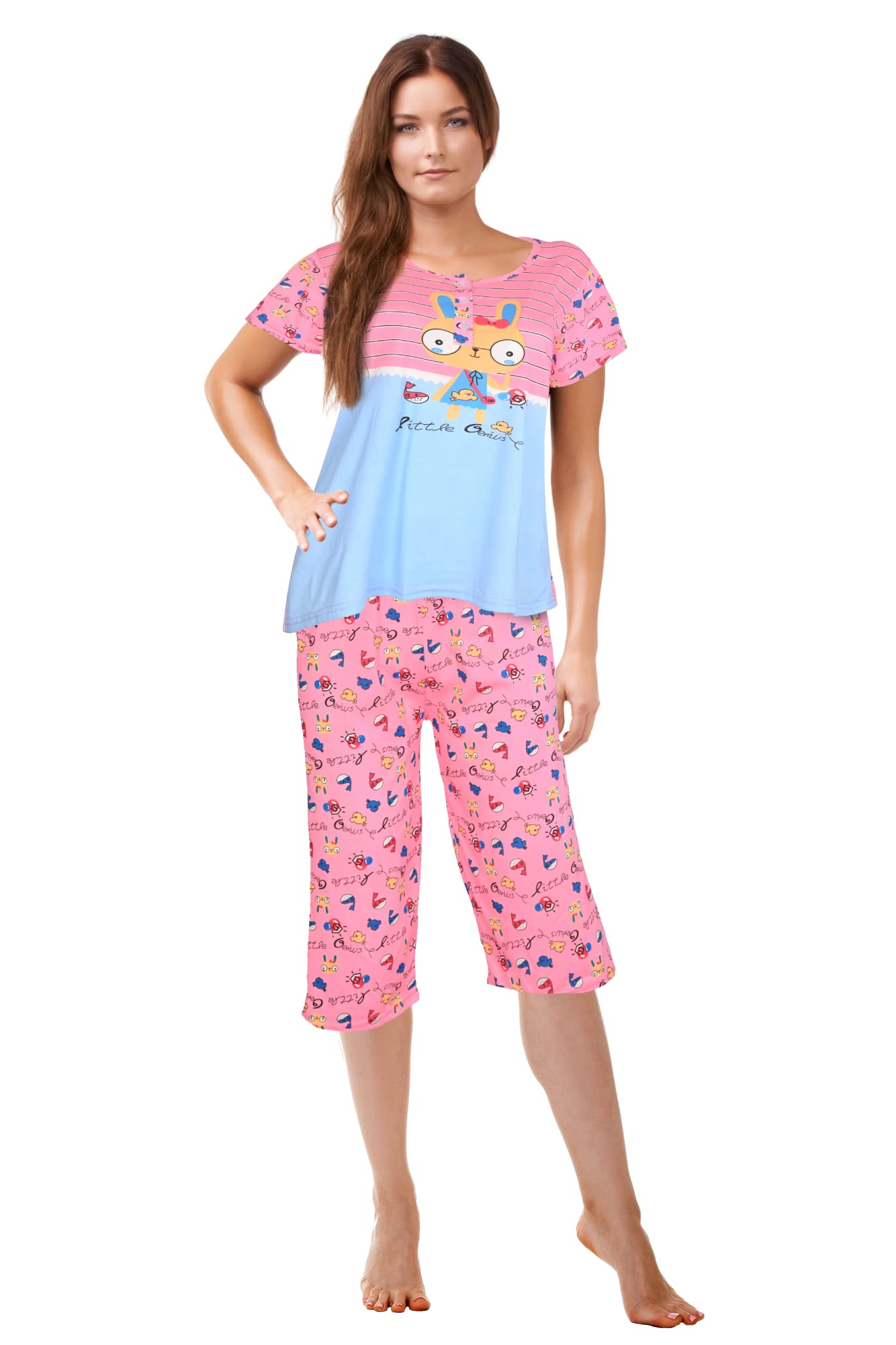 JEFFRICO Womens Pajamas For Women Capri Set Sleepwear Soft Pajamas