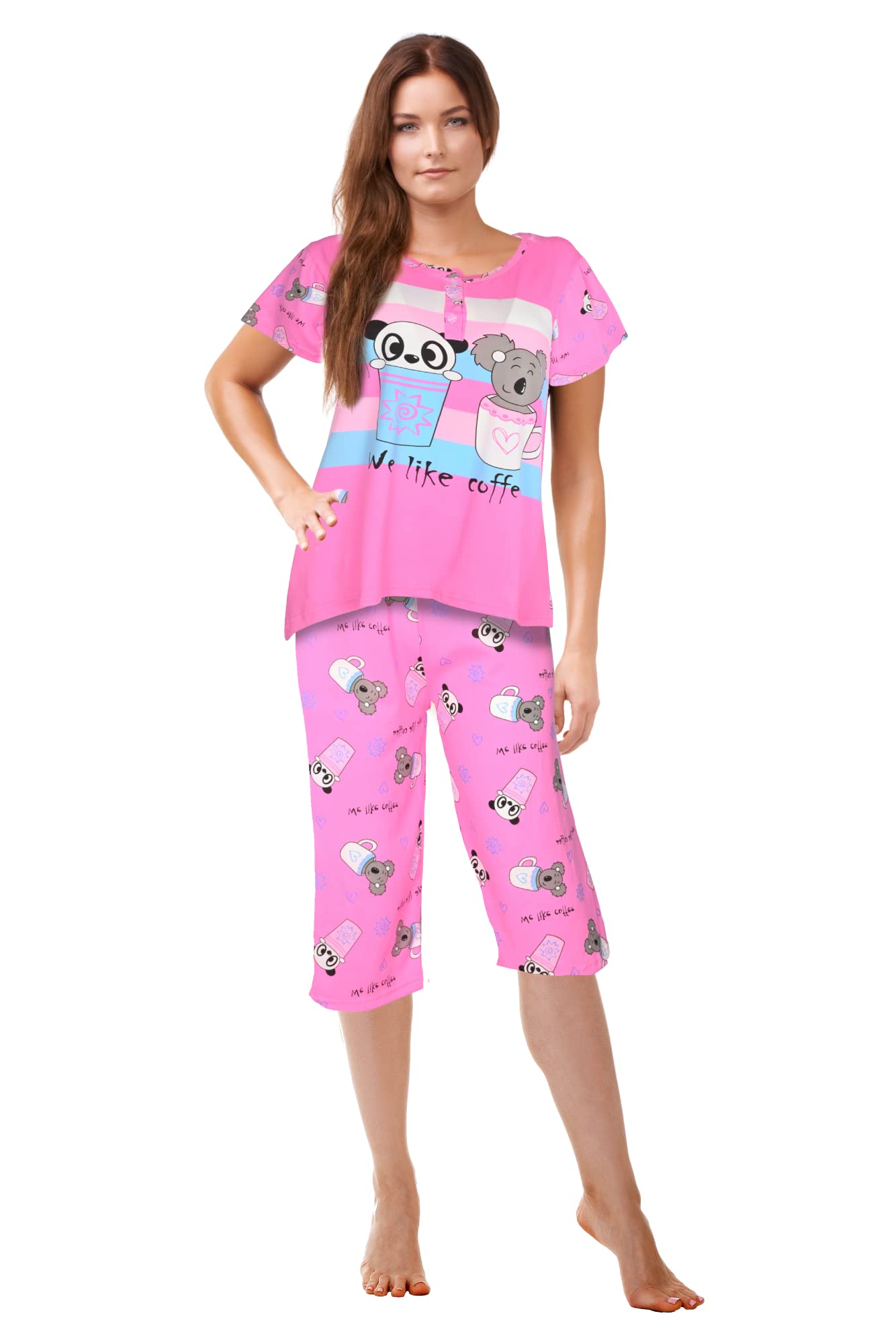 JEFFRICO Womens Pajamas For Women Capri Set Sleepwear Soft Pajamas