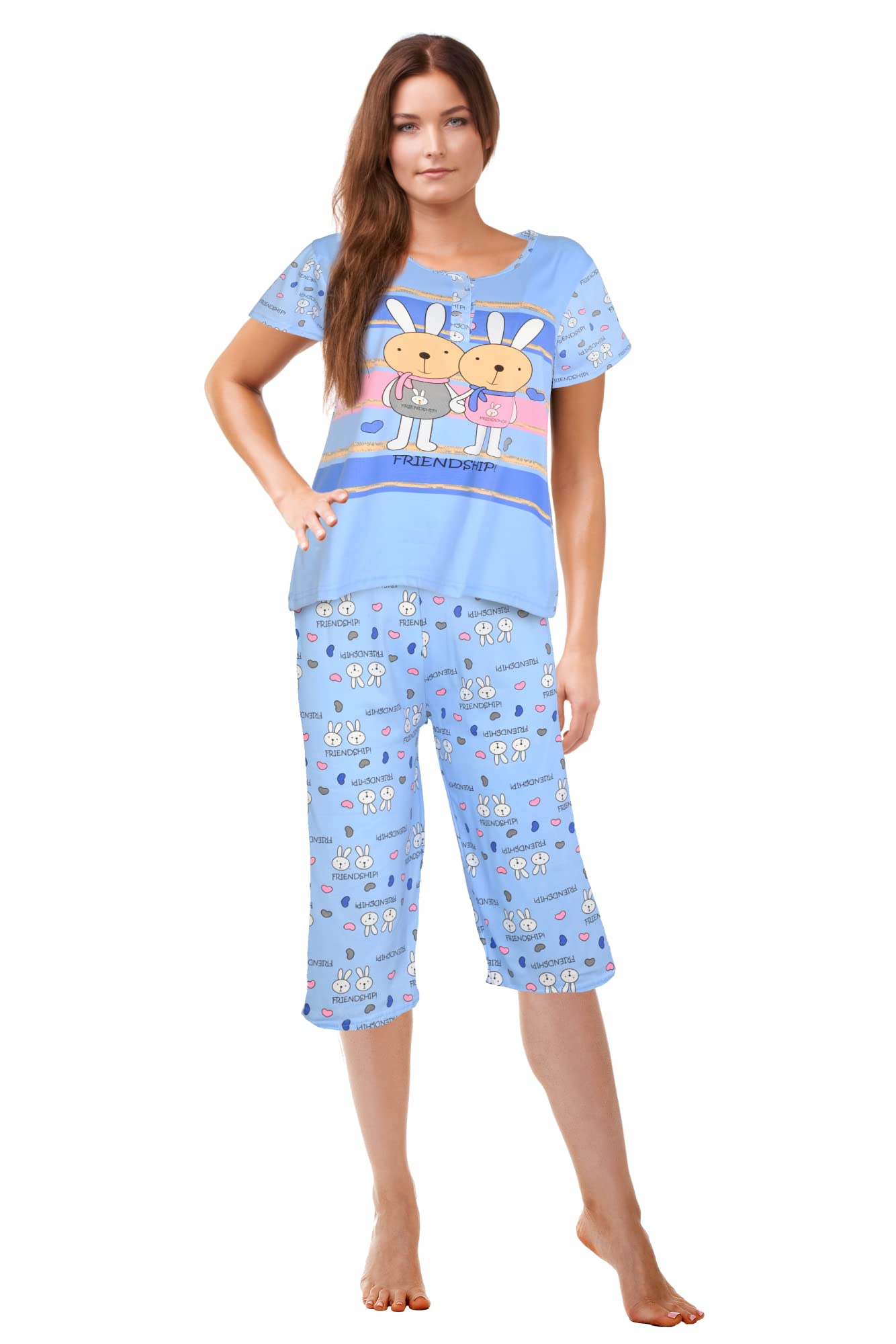 JEFFRICO Womens Pajamas For Women Capri Set Sleepwear Soft Pajamas