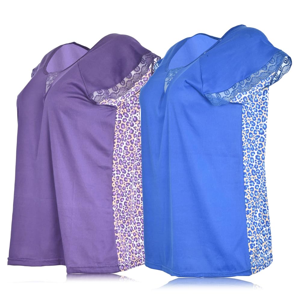 JEFFRICO Pajamas For Women 2 Pack Capri Set Sleepwear Soft Pajamas Short Sleeve Pajamas Sleepshirt With Capri Pants