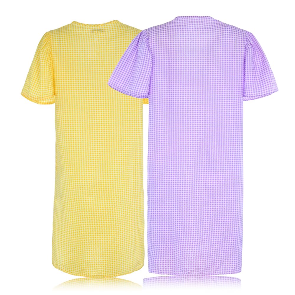 JEFFRICO 2 Pack House Dresses for Women with Pockets - Lightweight Breathable Short Sleeve Muumuu & Nightgowns - Women's Dusters