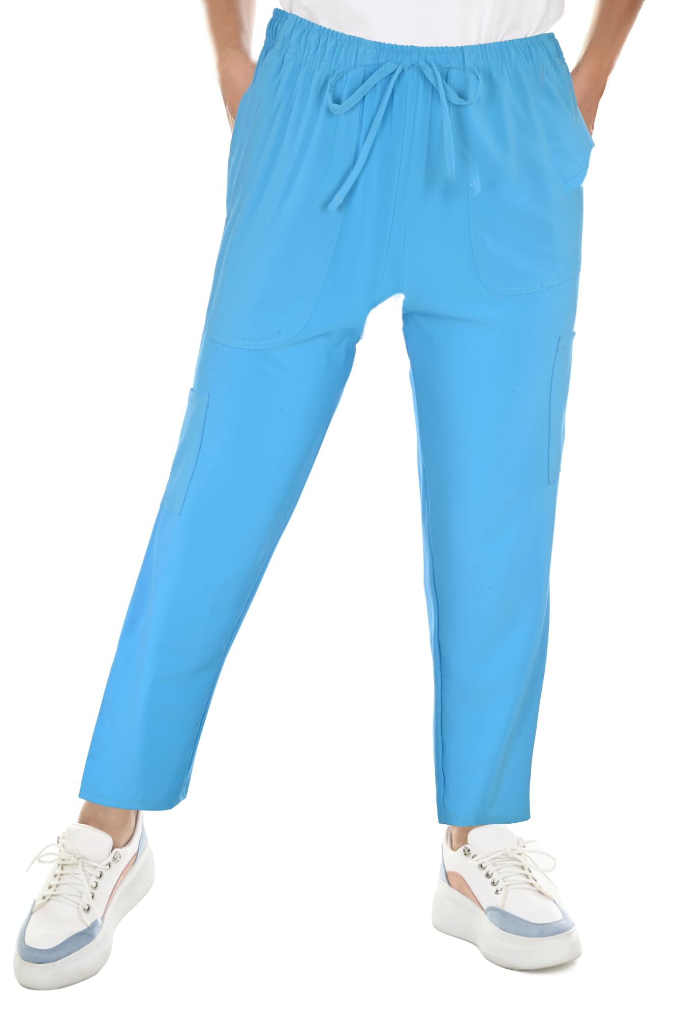 JEFFRICO Scrubs For Women Straight Leg Cargo Pants Lightweight Slim Fit 4 Way Stretch Soft Scrub Pants