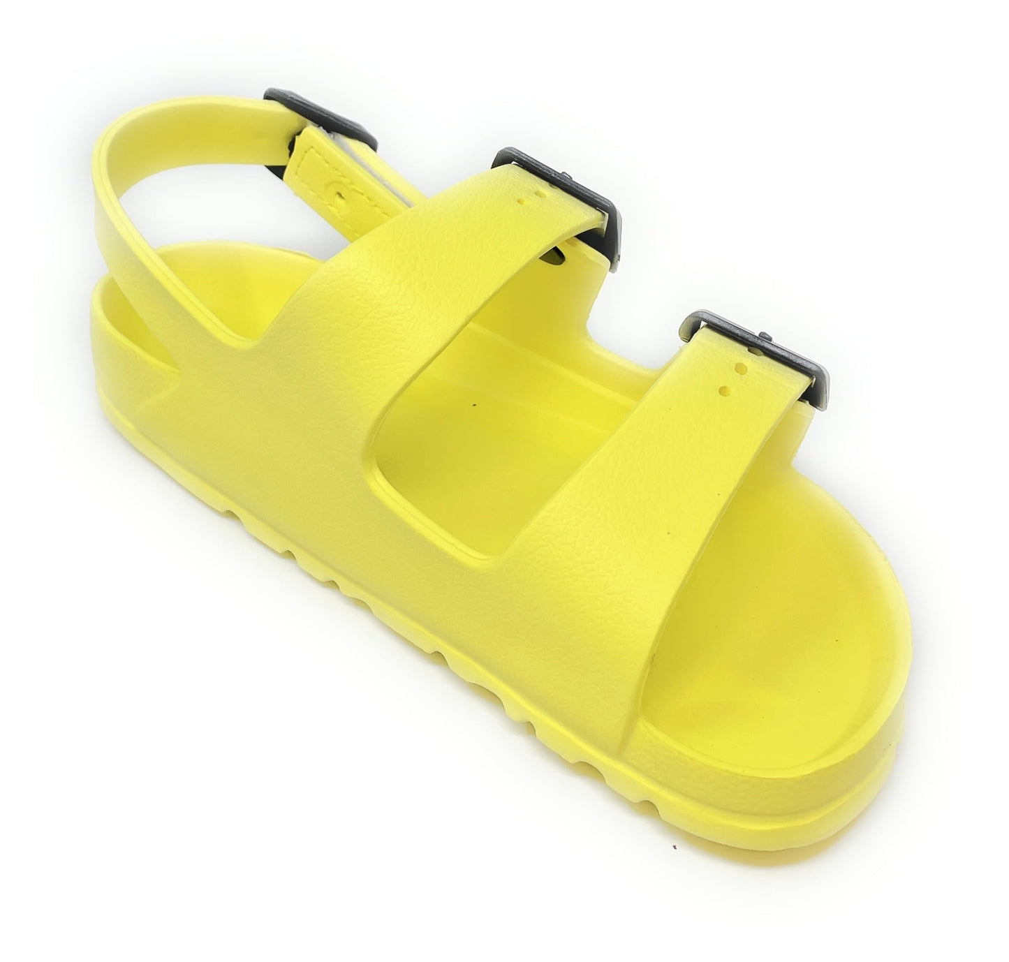 JEFFRICO Boys Comfort Double Buckle Sandals Kids Adjustable Back Strap EVA Water Sandals Slides