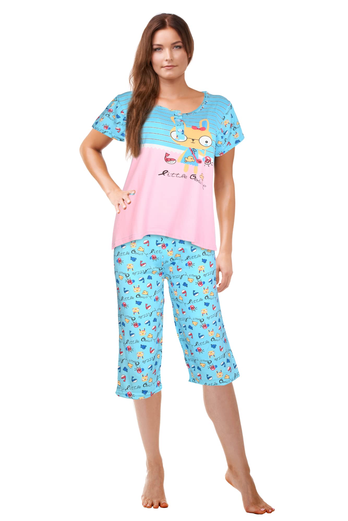 JEFFRICO Womens Pajamas For Women Capri Set Sleepwear Soft Pajamas