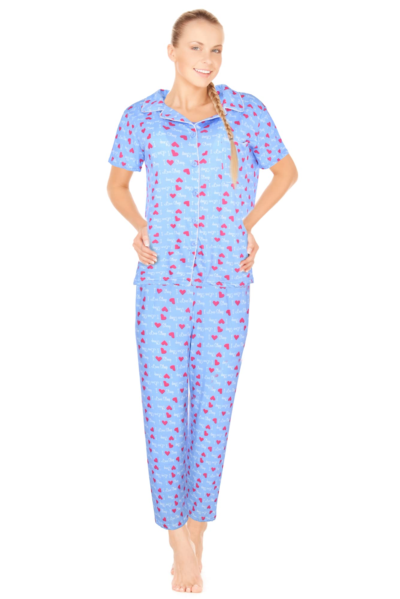 JEFFRICO Womens Pajamas For Women Ankle Length Pajamas Set Sleepwear Soft Pajamas