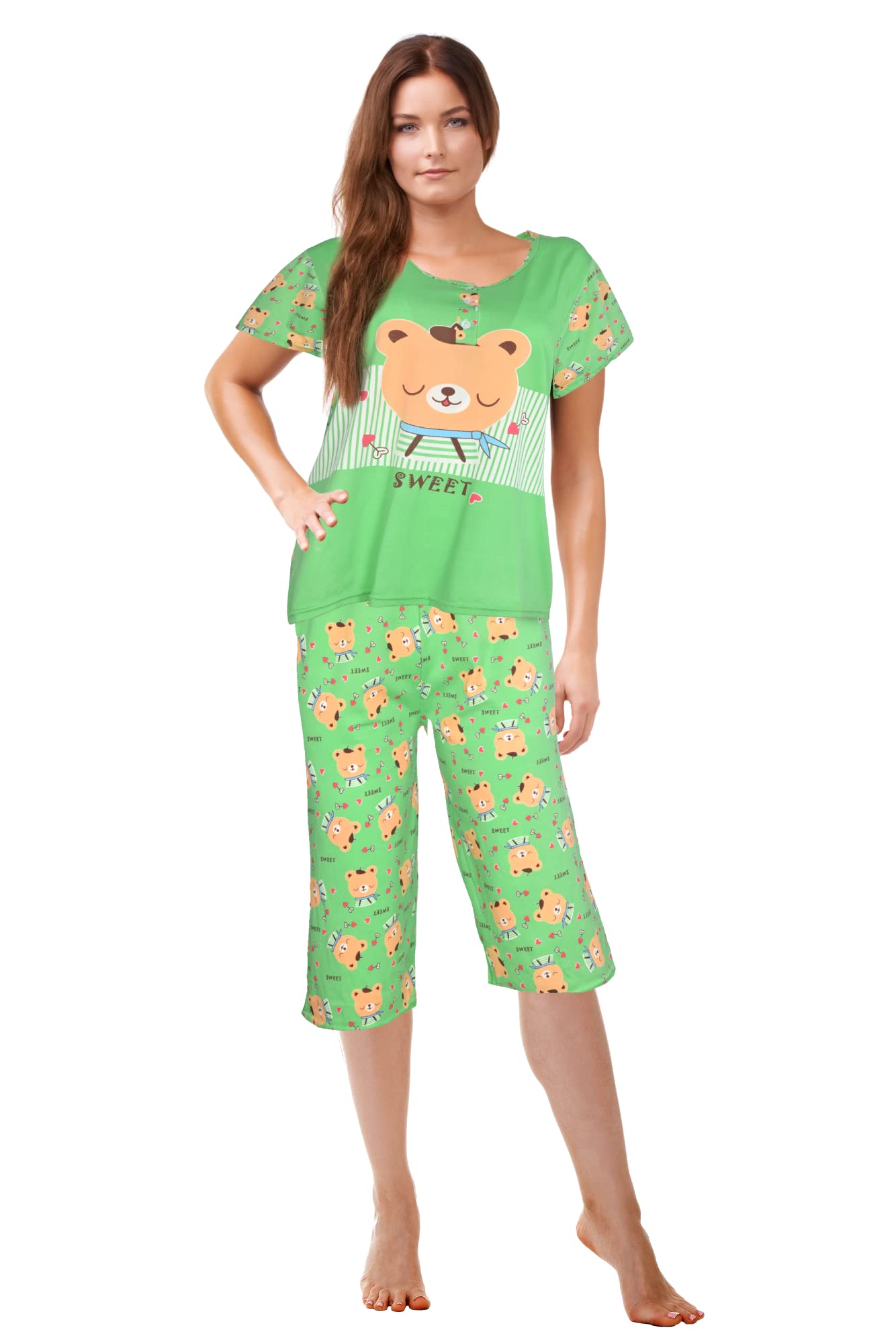 JEFFRICO Womens Pajamas For Women Capri Set Sleepwear Soft Pajamas