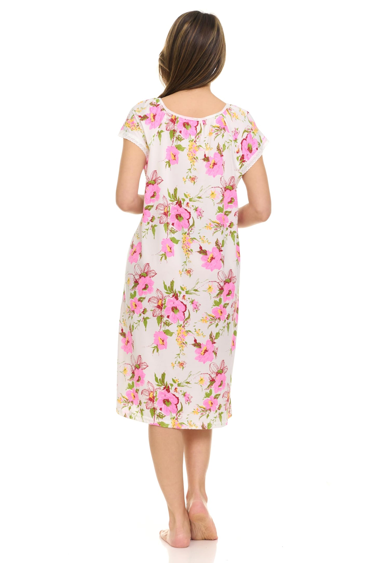 JEFFRICO Womens 2 Pack Nightgowns Short Sleeve Sleepwear Soft Pajama Dress Nightshirts