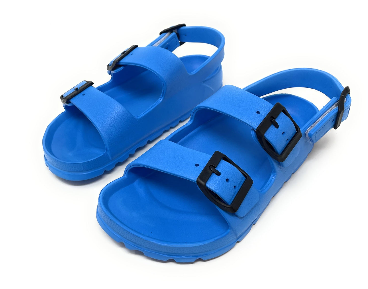 JEFFRICO Boys Comfort Double Buckle Sandals Kids Adjustable Back Strap EVA Water Sandals Slides