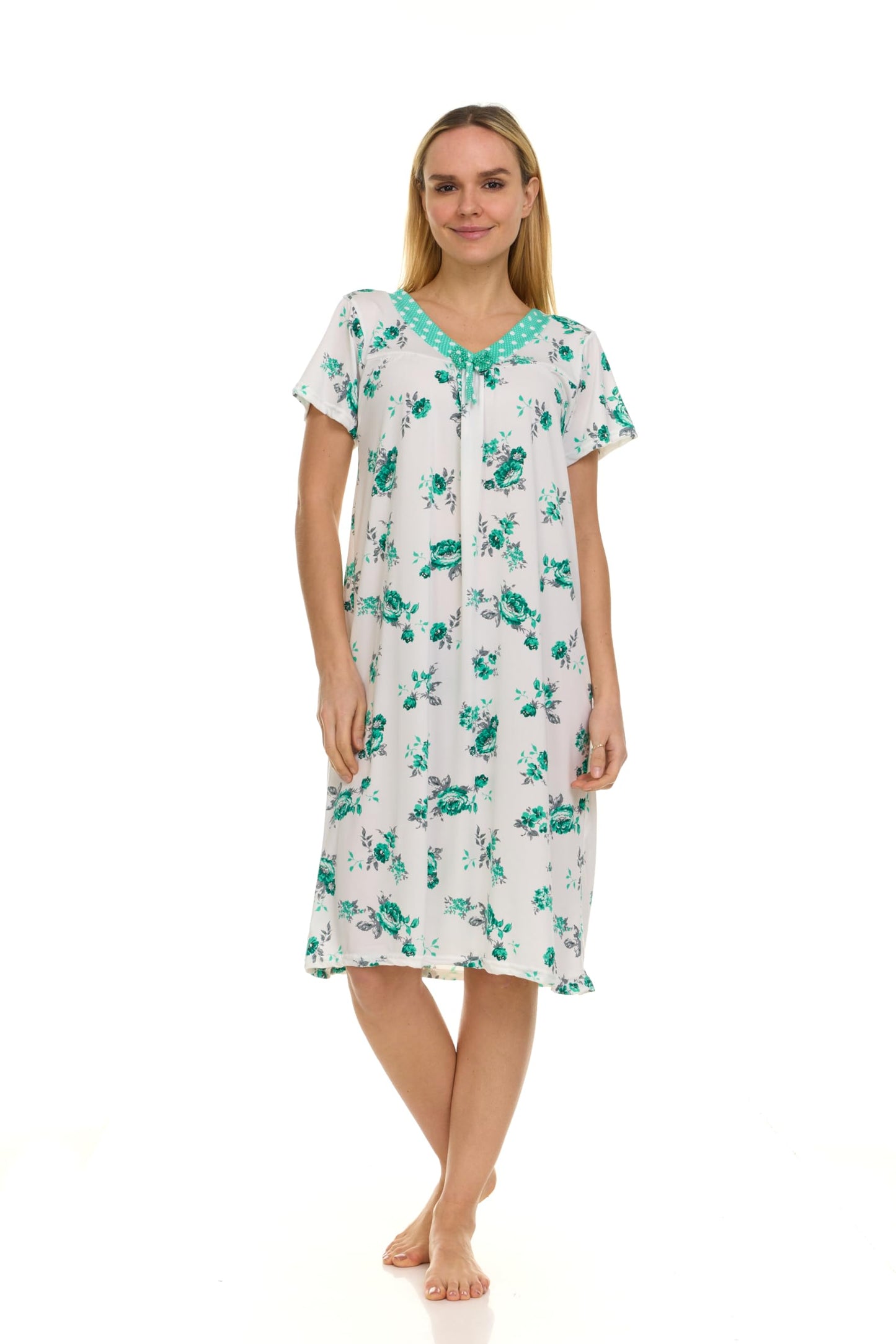 JEFFRICO Womens 2 Pack Nightgowns Short Sleeve Sleepwear Soft Pajama Dress Nightshirts