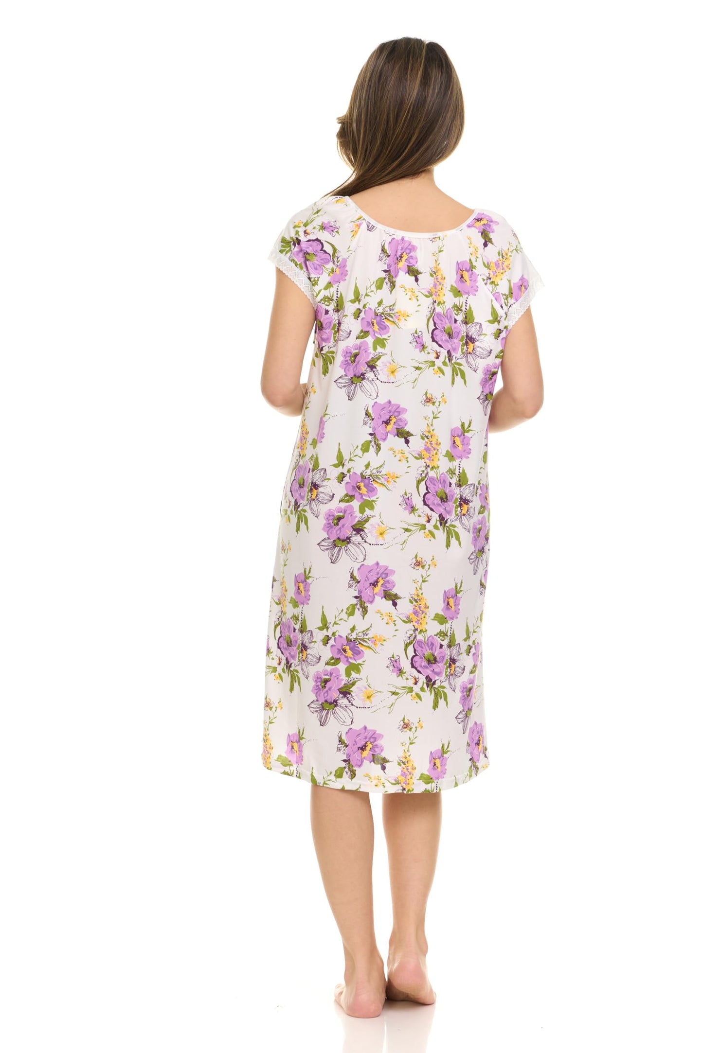 JEFFRICO Womens 2 Pack Nightgowns Short Sleeve Sleepwear Soft Pajama Dress Nightshirts