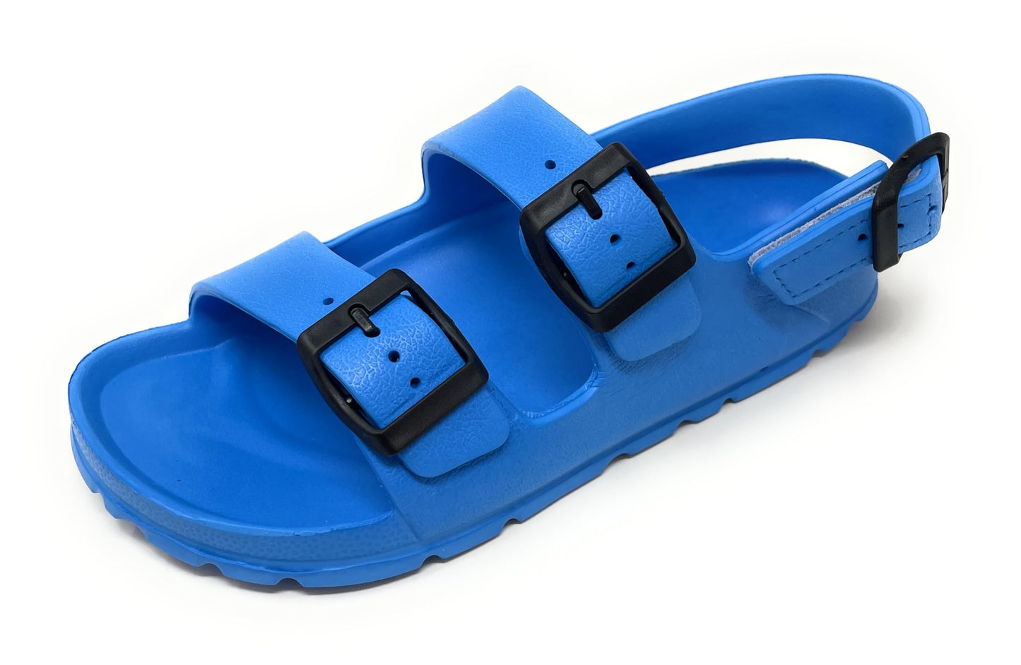 JEFFRICO Boys Comfort Double Buckle Sandals Kids Adjustable Back Strap EVA Water Sandals Slides