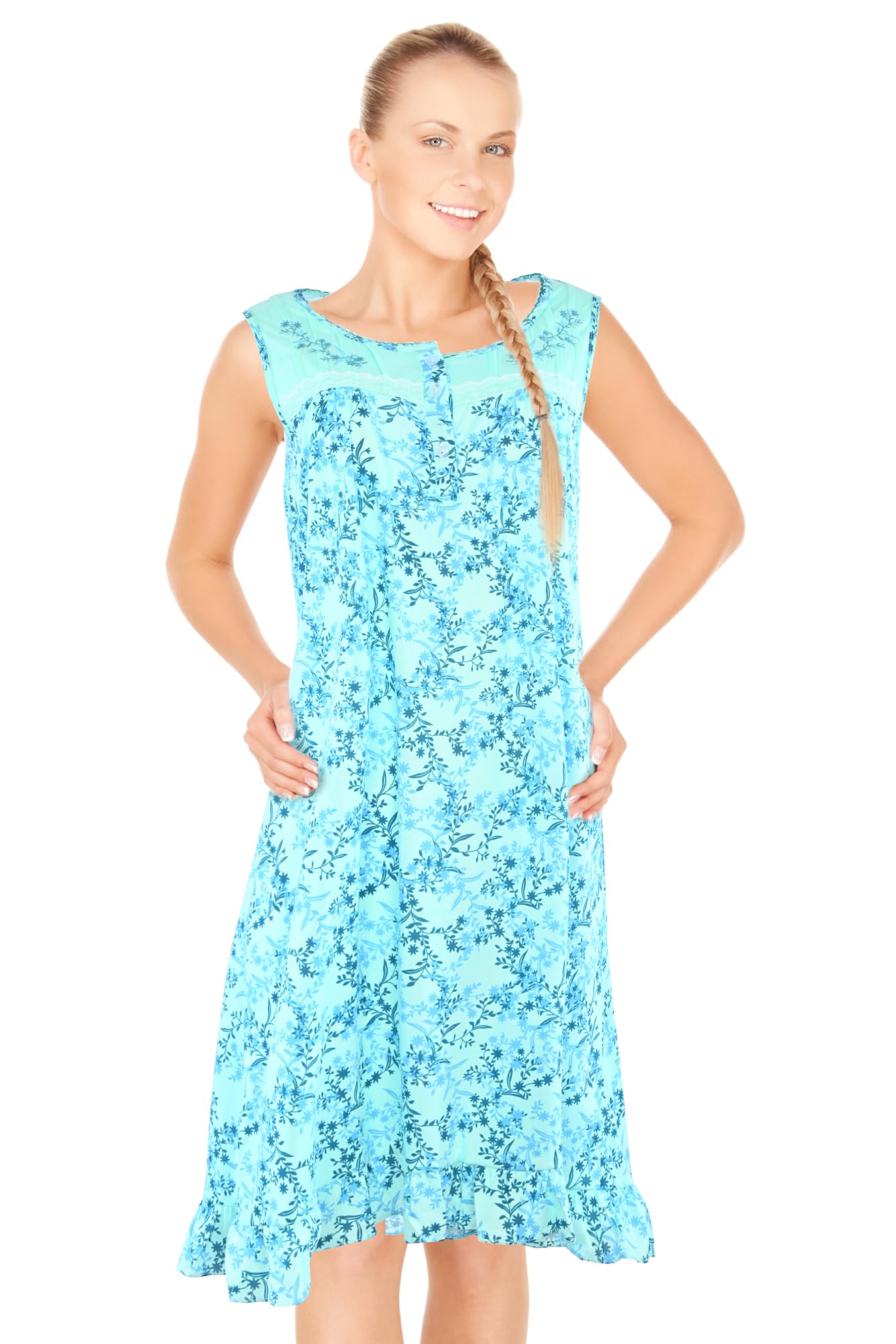 JEFFRICO Womens Sleeveless Nightgowns Sleepwear Soft Pajama Dress Nightshirts