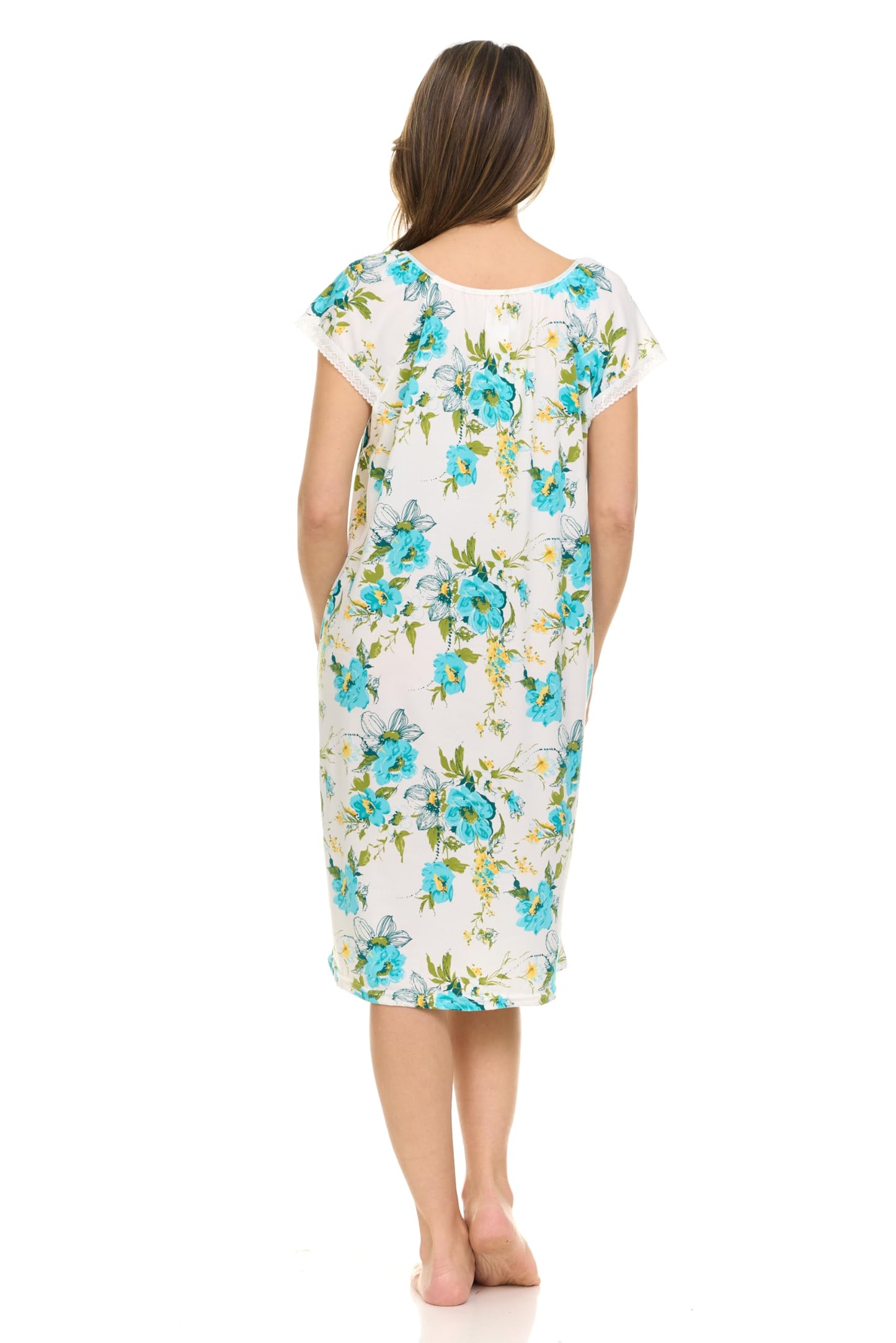 JEFFRICO Womens 2 Pack Nightgowns Short Sleeve Sleepwear Soft Pajama Dress Nightshirts