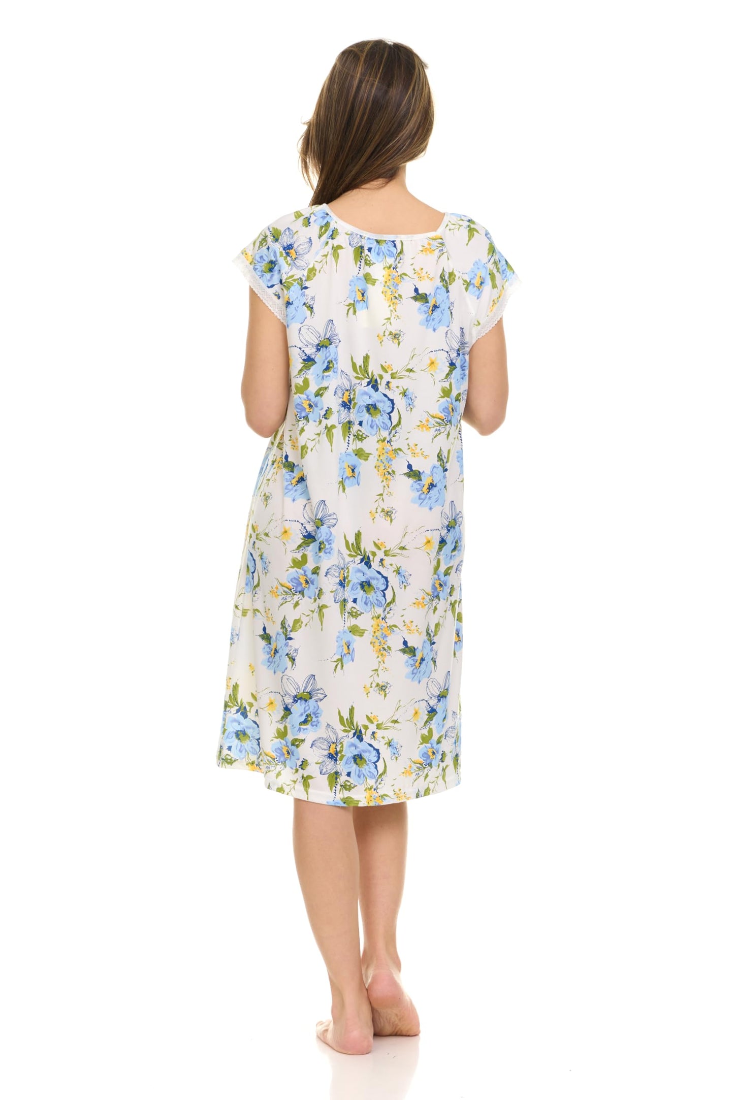JEFFRICO Womens 2 Pack Nightgowns Short Sleeve Sleepwear Soft Pajama Dress Nightshirts
