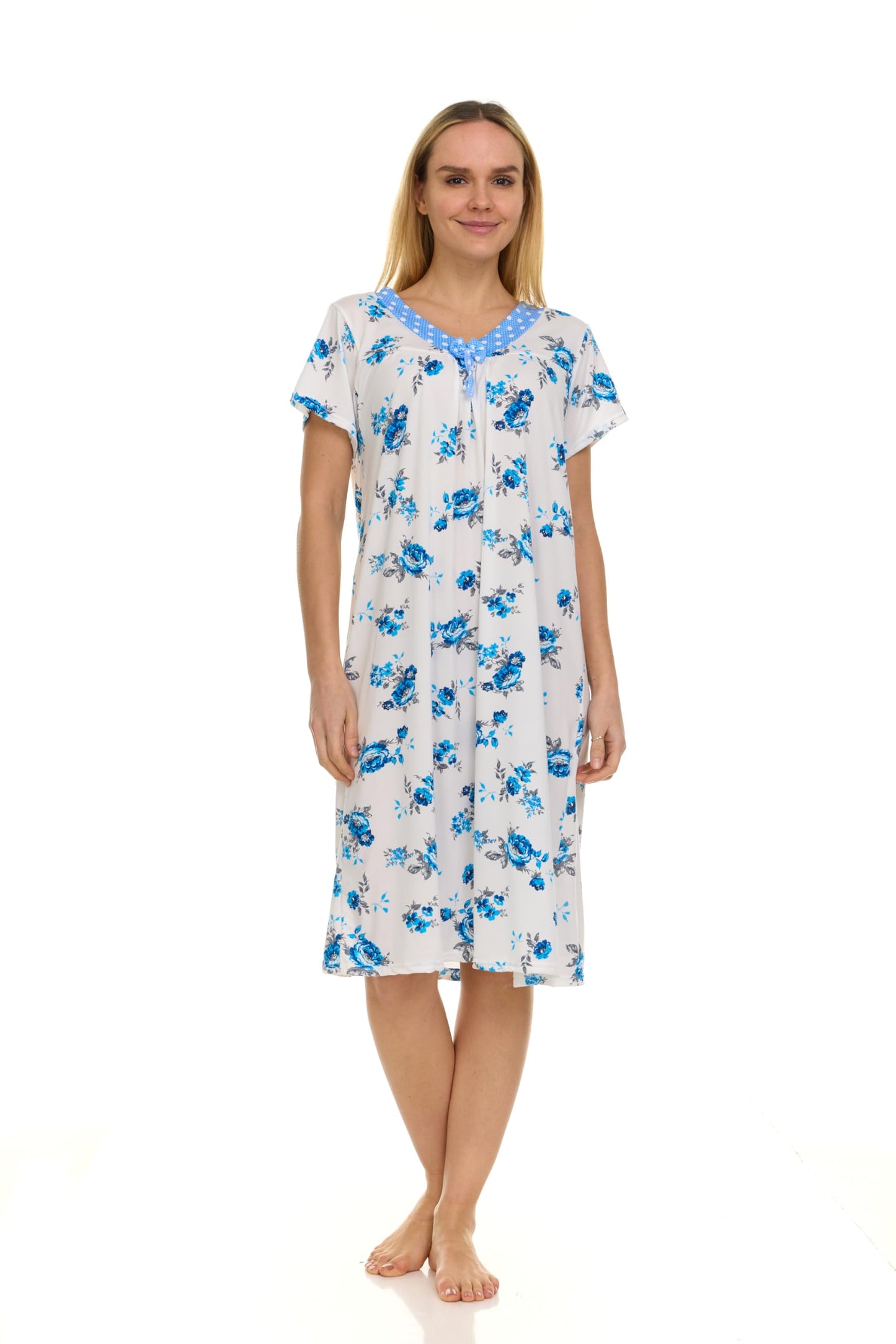 JEFFRICO Womens 2 Pack Nightgowns Short Sleeve Sleepwear Soft Pajama Dress Nightshirts