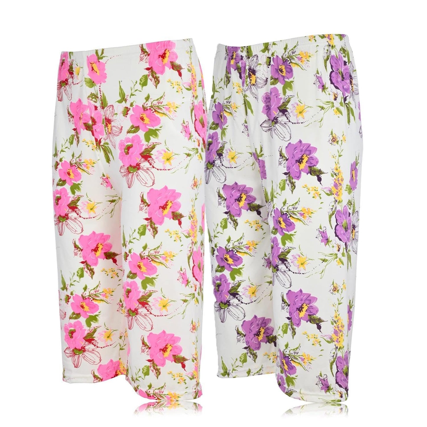 JEFFRICO Pajamas For Women 2 Pack Capri Set Sleepwear Soft Pajamas Short Sleeve Pajamas Sleepshirt With Capri Pants