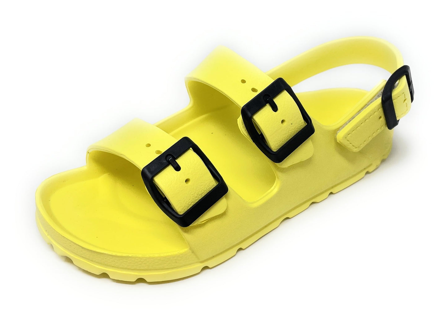 JEFFRICO Boys Comfort Double Buckle Sandals Kids Adjustable Back Strap EVA Water Sandals Slides