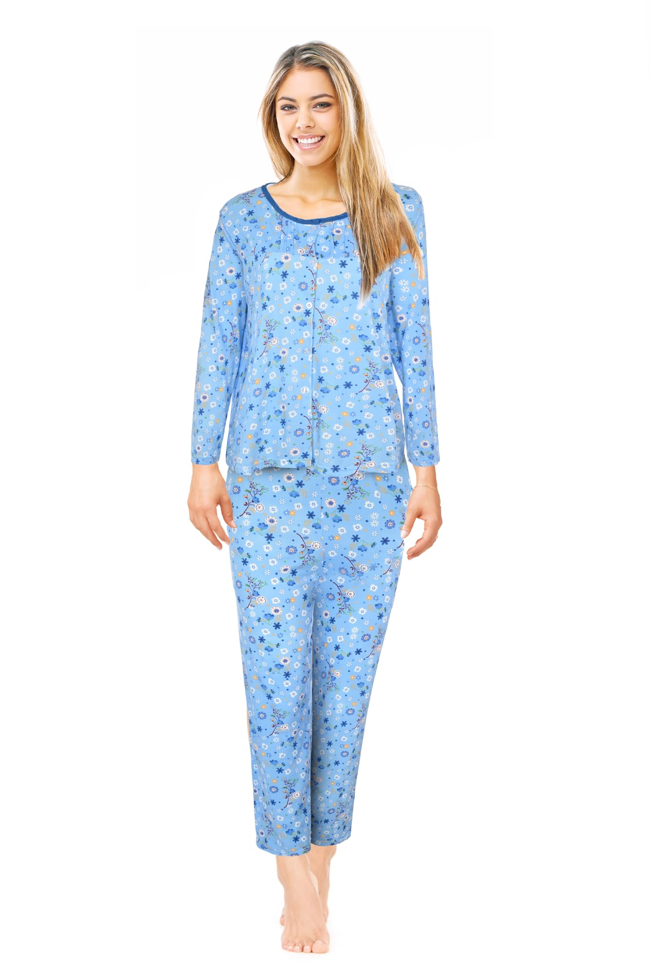 JEFFRICO Womens Pajamas For Women Long Sleeve Pajamas Set Sleepwear Soft Pajamas