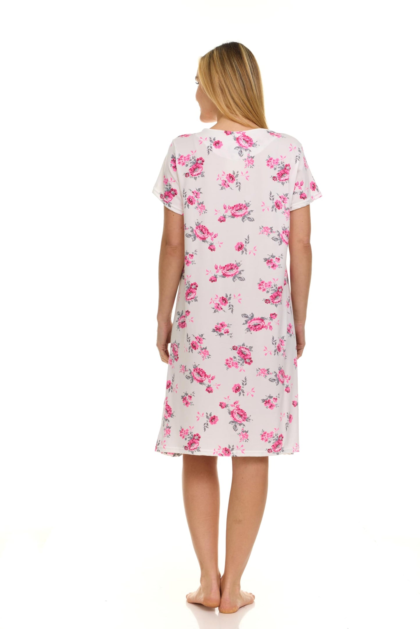 JEFFRICO Womens 2 Pack Nightgowns Short Sleeve Sleepwear Soft Pajama Dress Nightshirts
