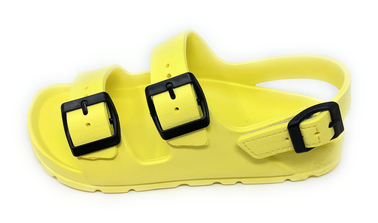 JEFFRICO Boys Comfort Double Buckle Sandals Kids Adjustable Back Strap EVA Water Sandals Slides