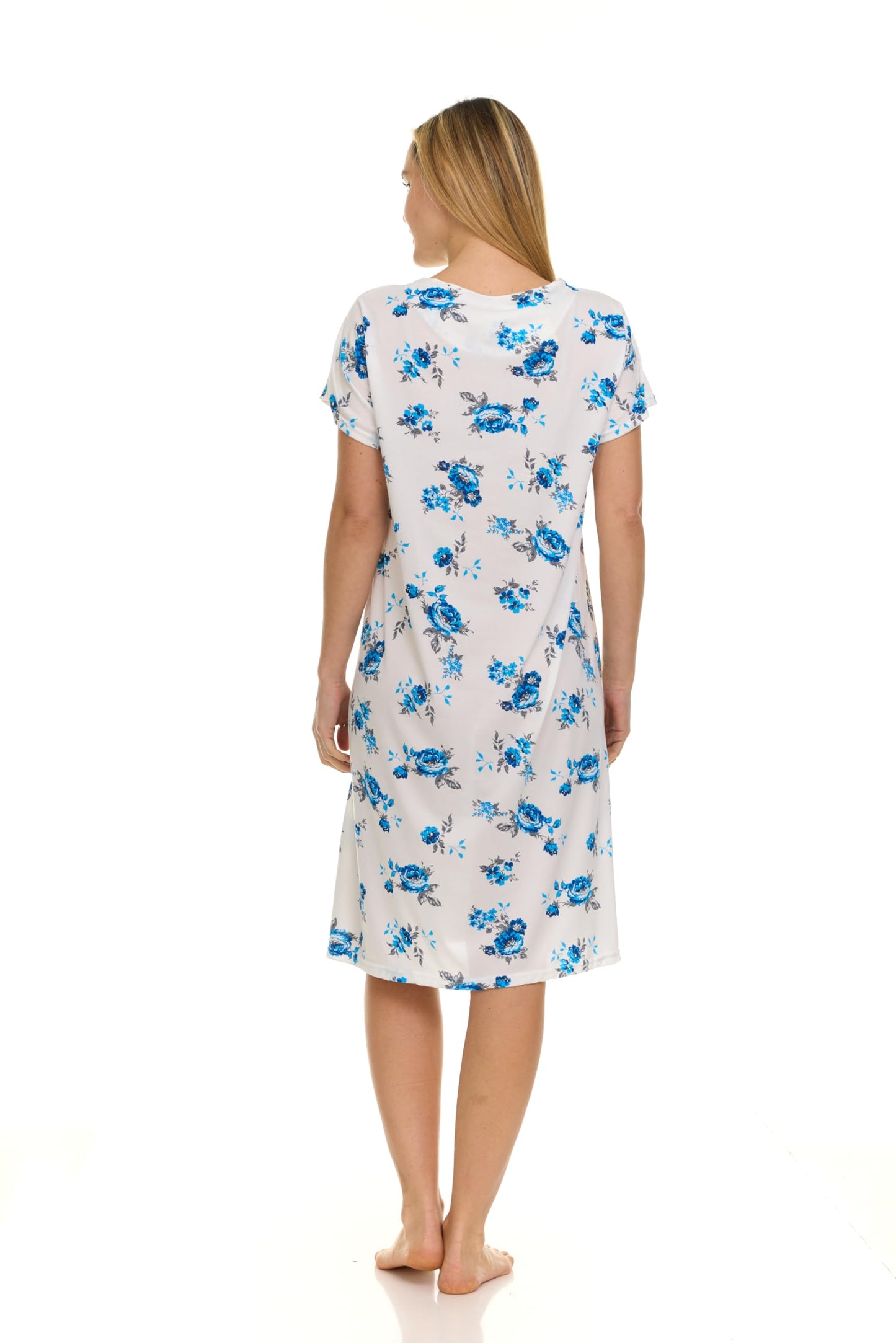 JEFFRICO Womens 2 Pack Nightgowns Short Sleeve Sleepwear Soft Pajama Dress Nightshirts