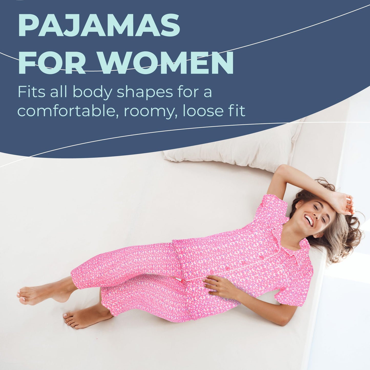 JEFFRICO Womens Pajamas For Women Ankle Length Pajamas Set Sleepwear Soft Pajamas