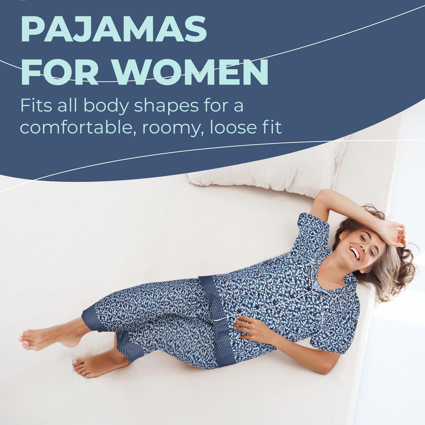 JEFFRICO Womens Pajamas For Women Ankle Length Pajamas Set Sleepwear Soft Pajamas