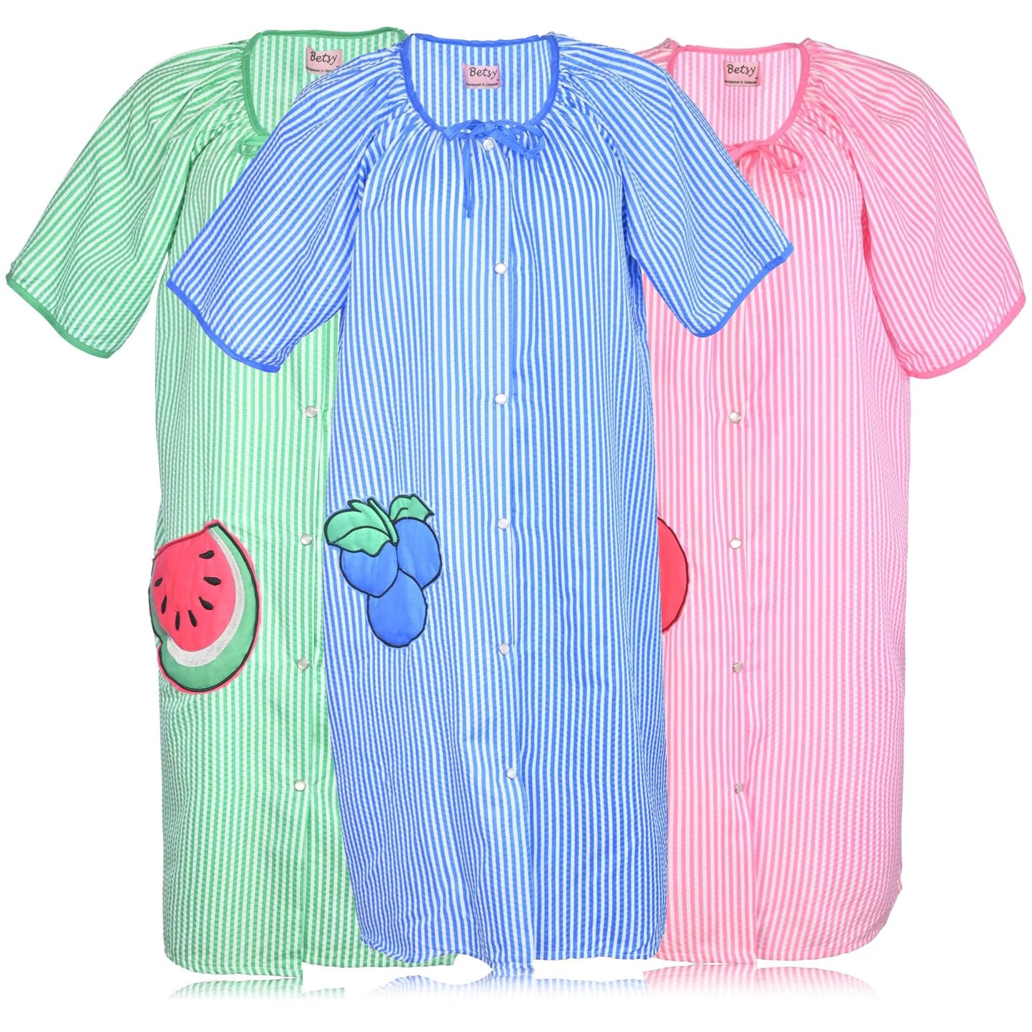 JEFFRICO 3 Pack House Dresses for Women with Pockets - Lightweight Breathable Short Sleeve Muumuu & Nightgowns - Dusters