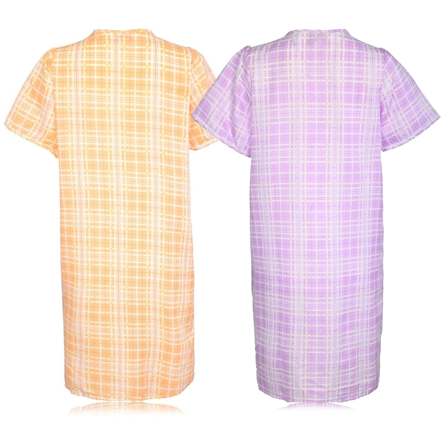 JEFFRICO 2 Pack House Dresses for Women with Pockets - Lightweight Breathable Short Sleeve Muumuu & Nightgowns - Women's Dusters