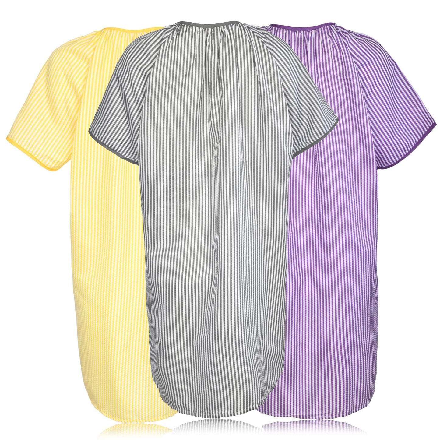 JEFFRICO 3 Pack House Dresses for Women with Pockets - Lightweight Breathable Short Sleeve Muumuu & Nightgowns - Dusters