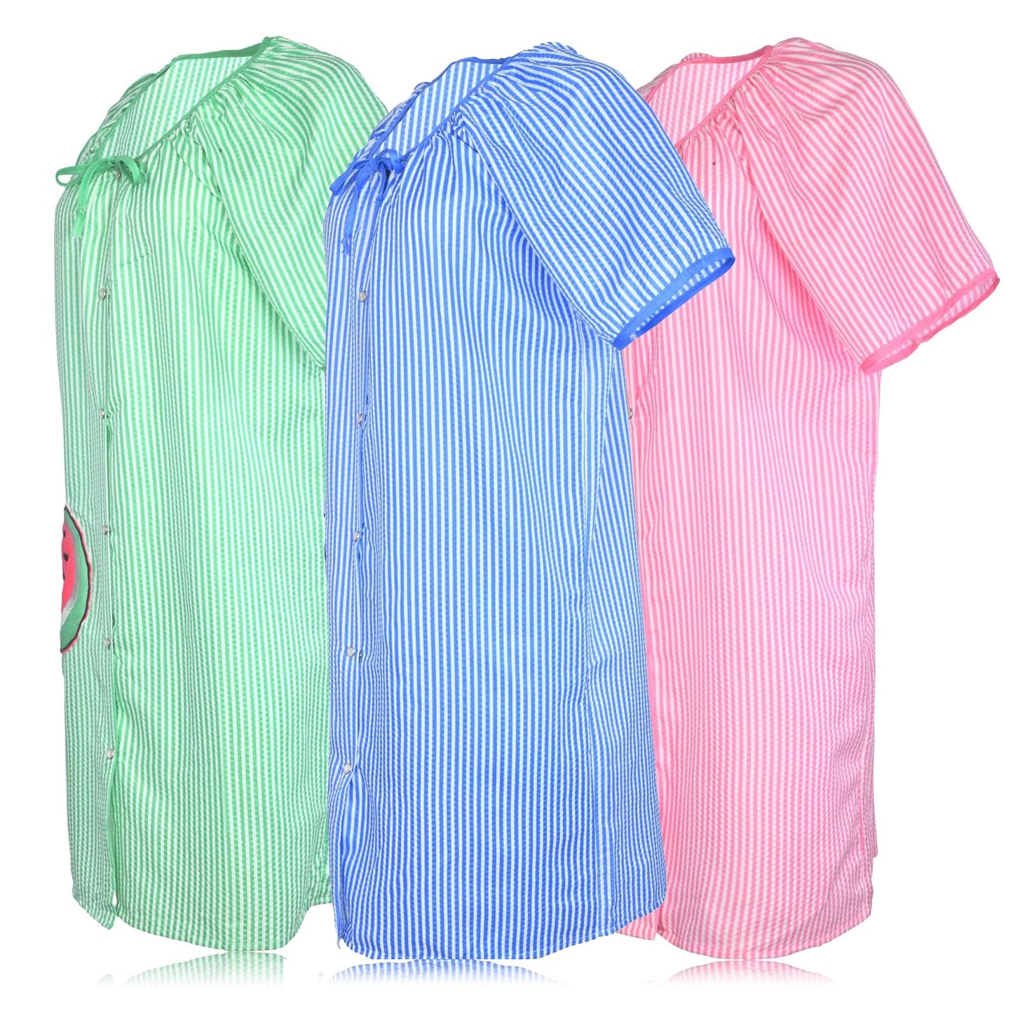 JEFFRICO 3 Pack House Dresses for Women with Pockets - Lightweight Breathable Short Sleeve Muumuu & Nightgowns - Dusters
