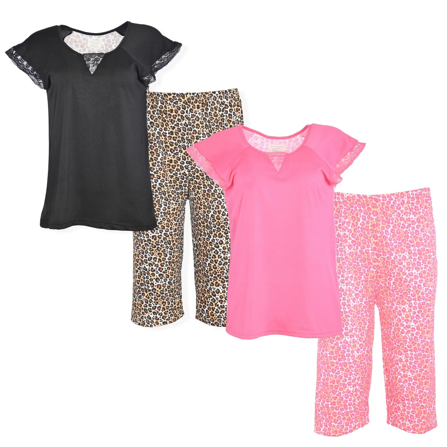 JEFFRICO Pajamas For Women 2 Pack Capri Set Sleepwear Soft Pajamas Short Sleeve Pajamas Sleepshirt With Capri Pants