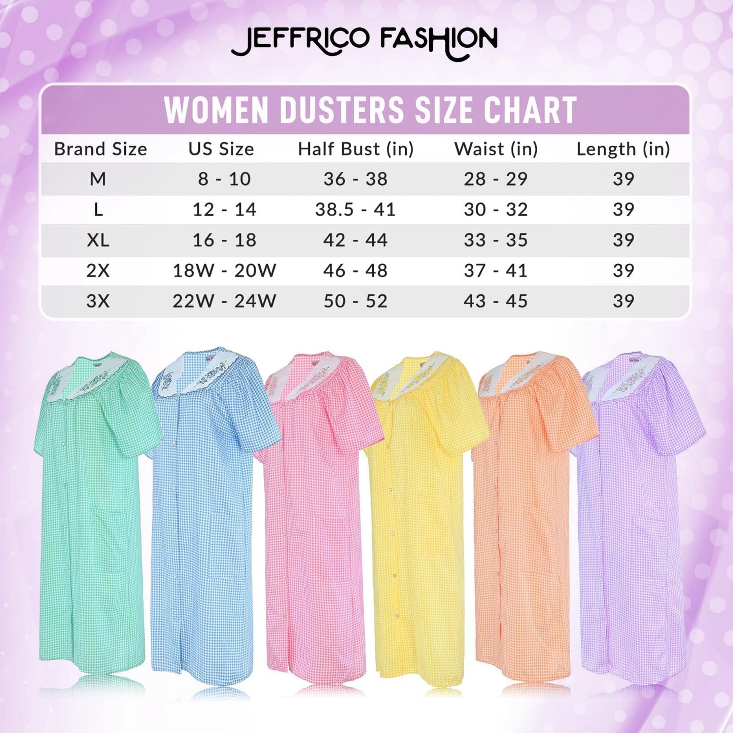 JEFFRICO House Dresses for Women with Pockets - Lightweight Breathable Short Sleeve Muumuu & Nightgowns - Women's Dusters