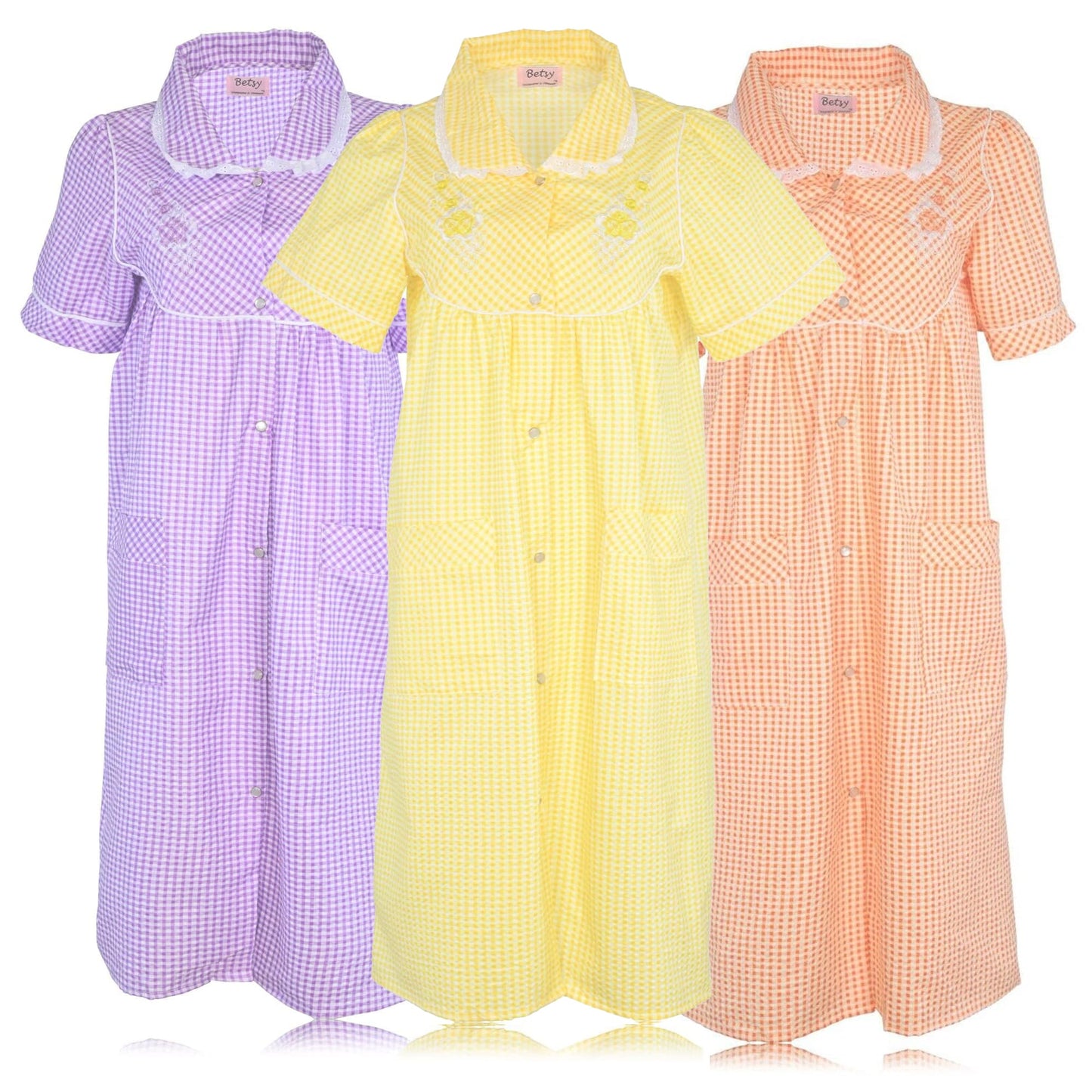 JEFFRICO 3 Pack House Dresses for Women with Pockets - Lightweight Breathable Short Sleeve Muumuu & Nightgowns - Dusters