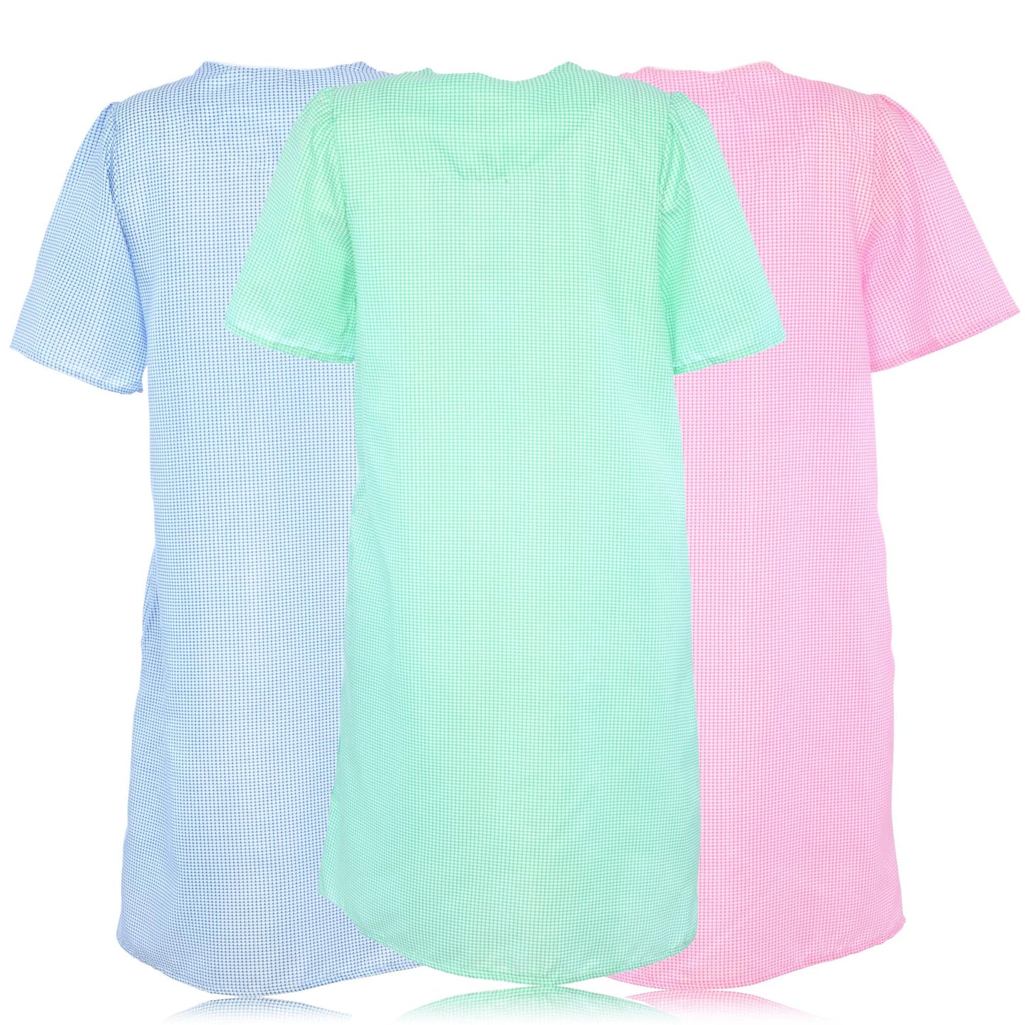 JEFFRICO 3 Pack House Dresses for Women with Pockets - Lightweight Breathable Short Sleeve Zipper Front Nightgowns - Dusters