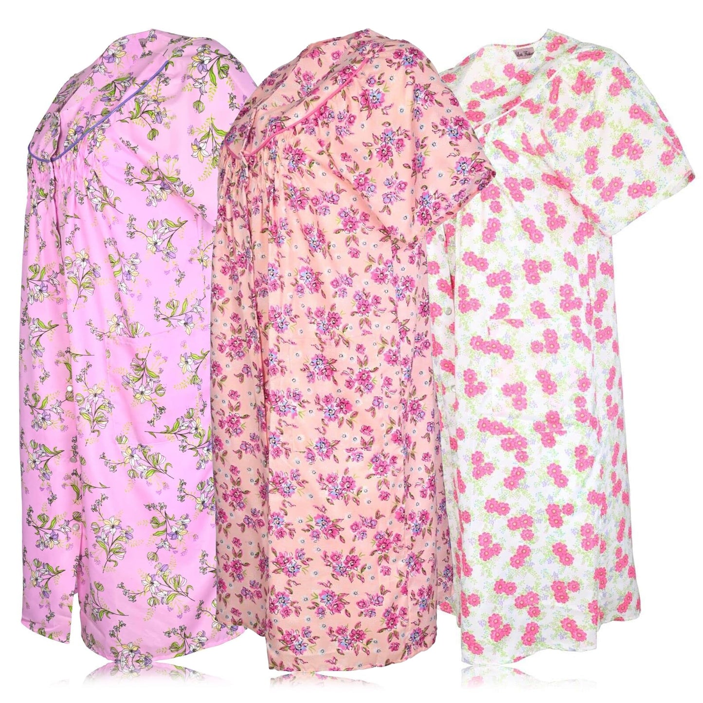 JEFFRICO 3 Pack House Dresses for Women with Pockets - Lightweight Breathable Short Sleeve Muumuu & Nightgowns - Dusters