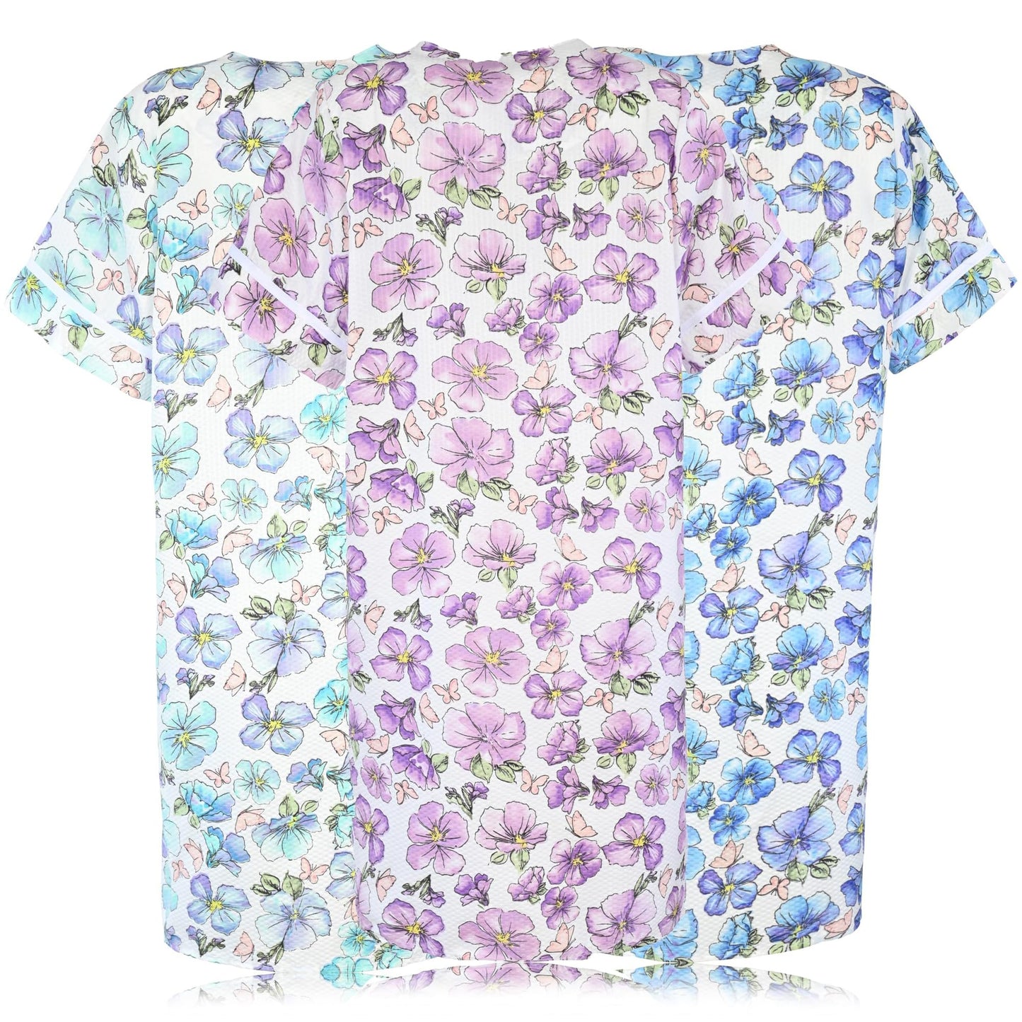 JEFFRICO 3 Pack House Dresses for Women with Pockets - Lightweight Breathable Short Sleeve Muumuu & Nightgowns - Dusters