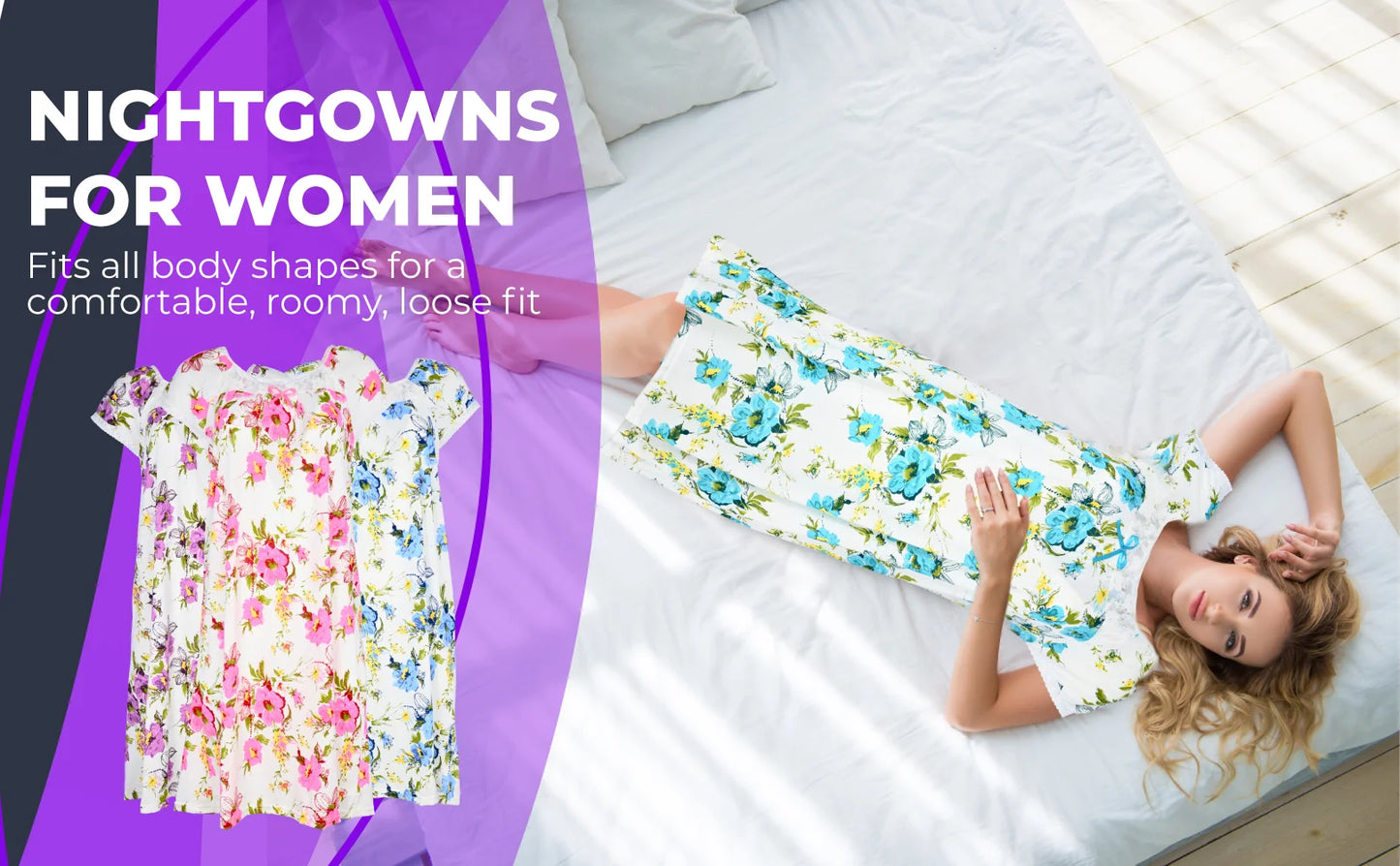 JEFFRICO Womens Nightgowns Short Sleeve Sleepwear Soft Pajama Dress Nightshirts
