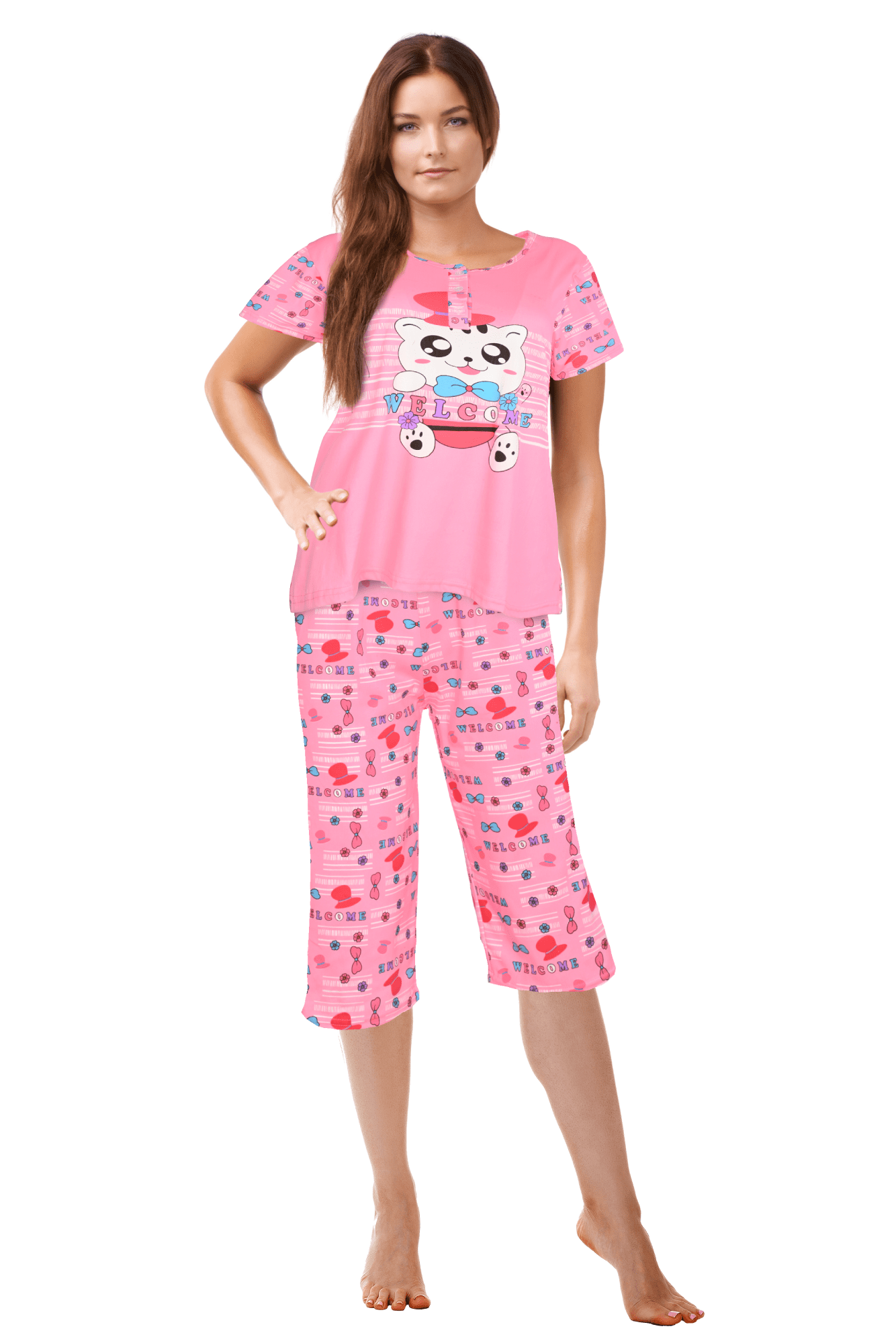 JEFFRICO Womens Pajamas For Women Capri Set Sleepwear Soft Pajamas