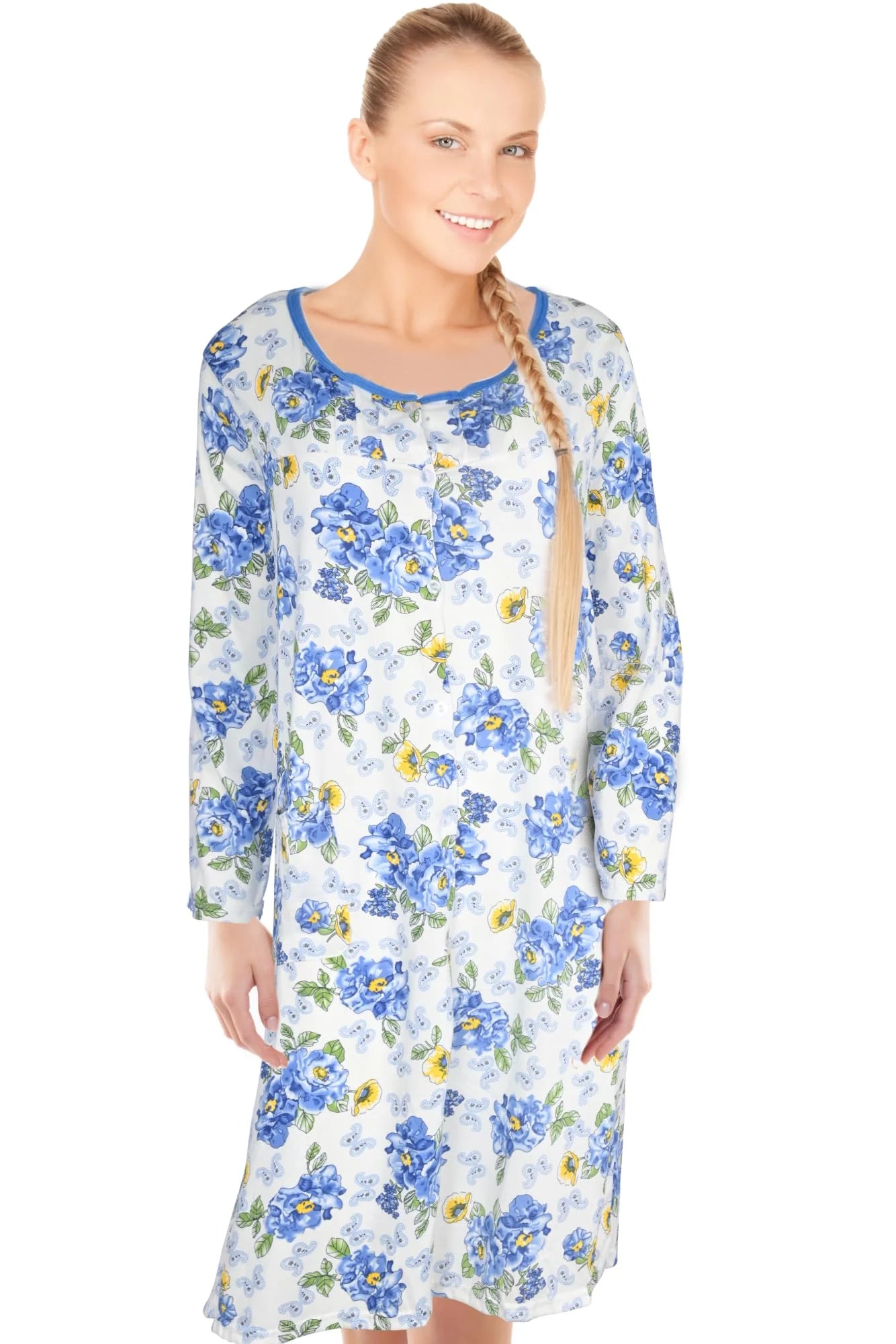 JEFFRICO Womens Long Sleeve Nightgowns Sleepwear Soft Pajama Dress Nightshirts