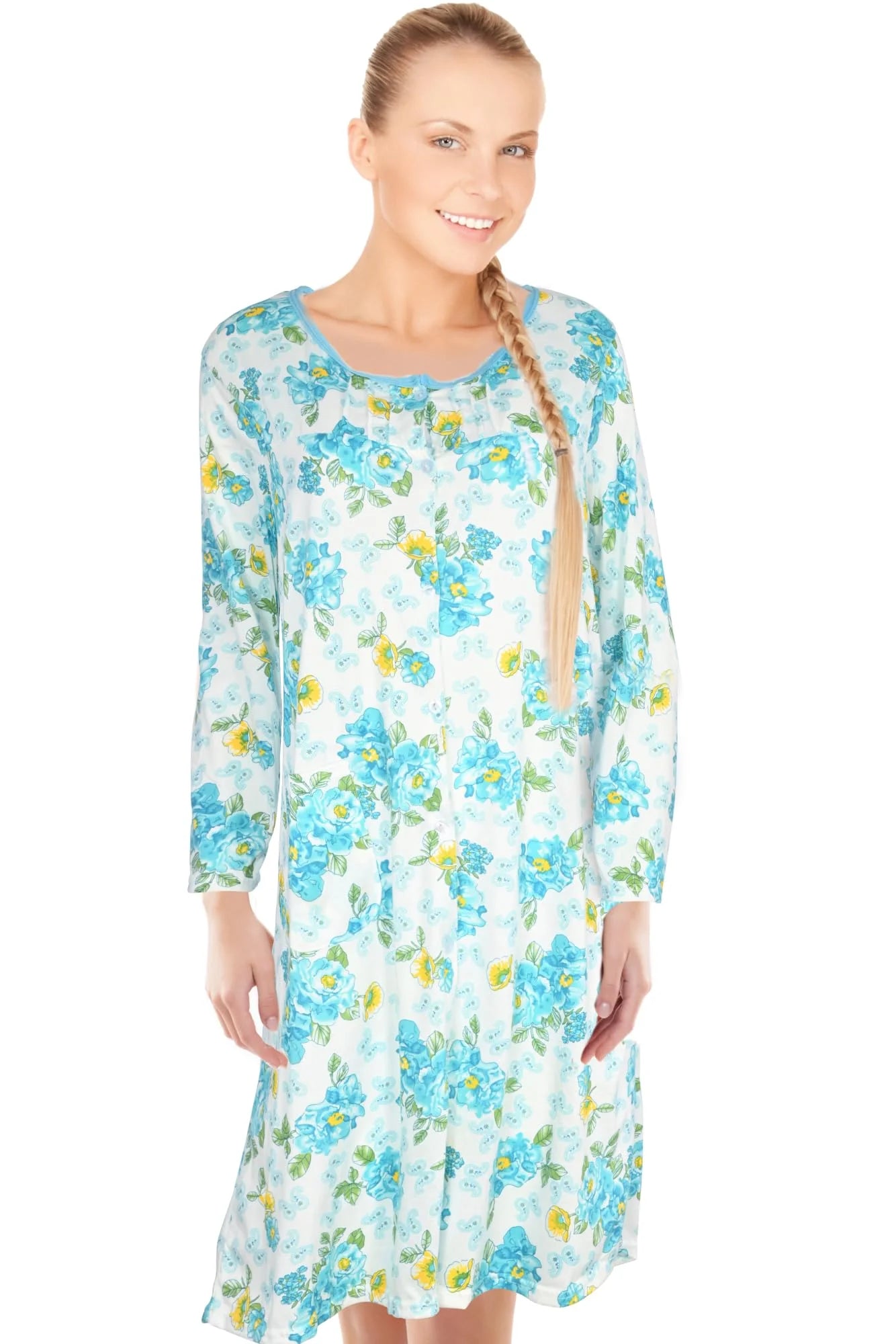 JEFFRICO Womens Long Sleeve Nightgowns Sleepwear Soft Pajama Dress Nightshirts